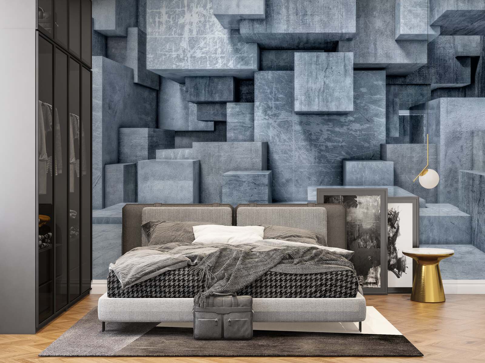 Fototapet cuburi gri tridimensionale