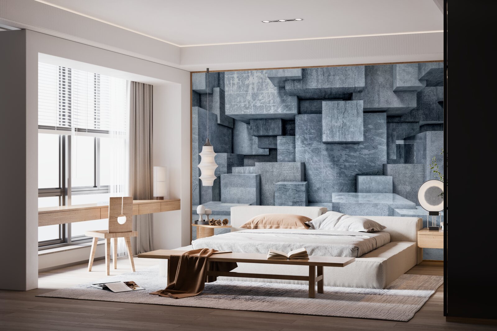 Fototapet cuburi gri tridimensionale