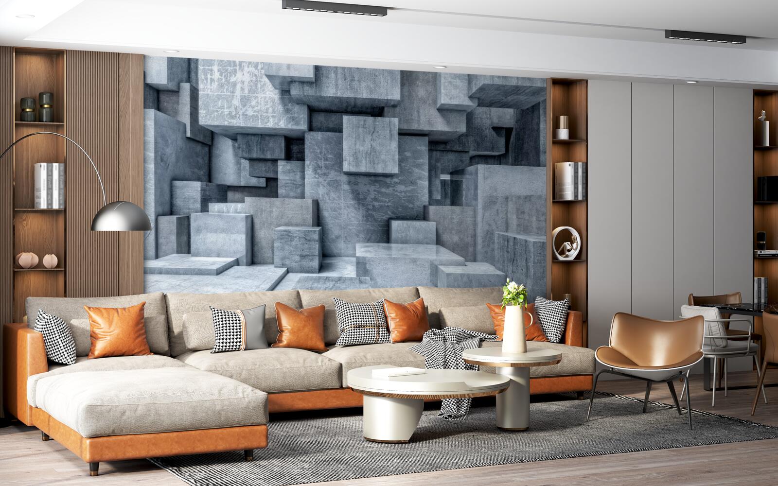 Fototapet cuburi gri tridimensionale