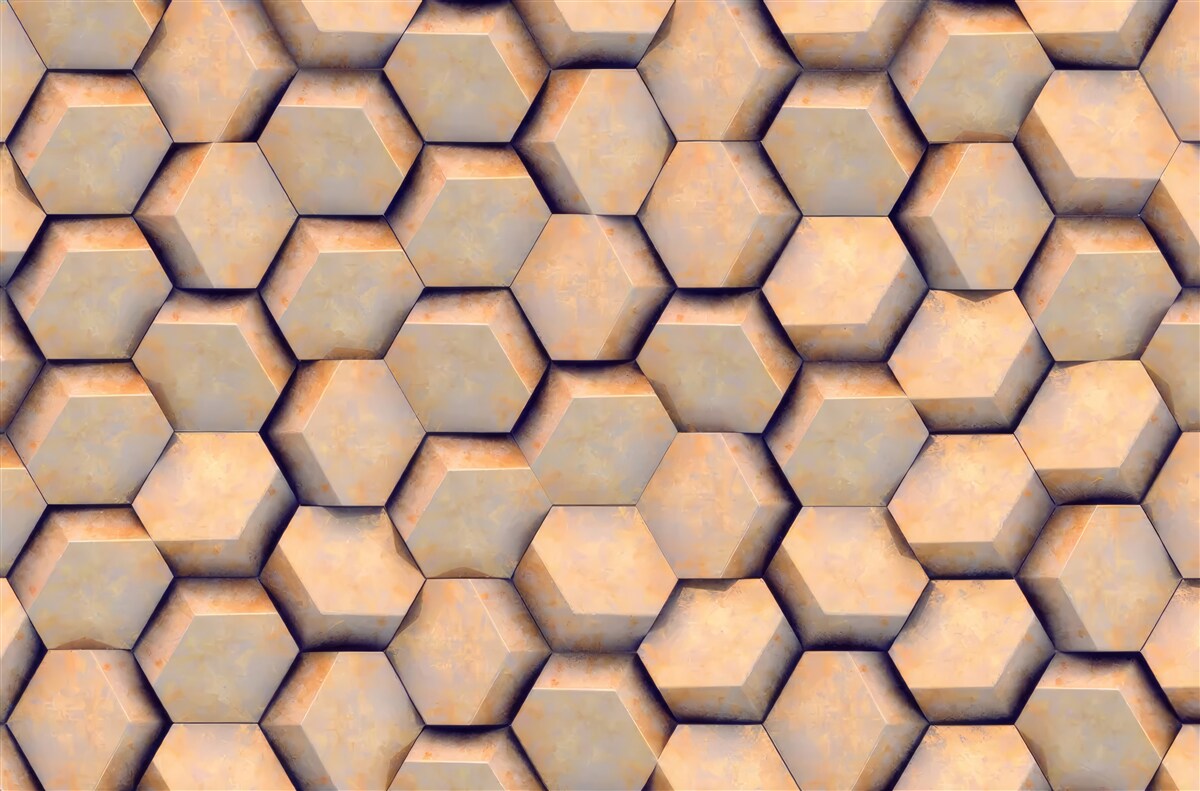 Fototapet hexagoane maro cu o formă tridimensională