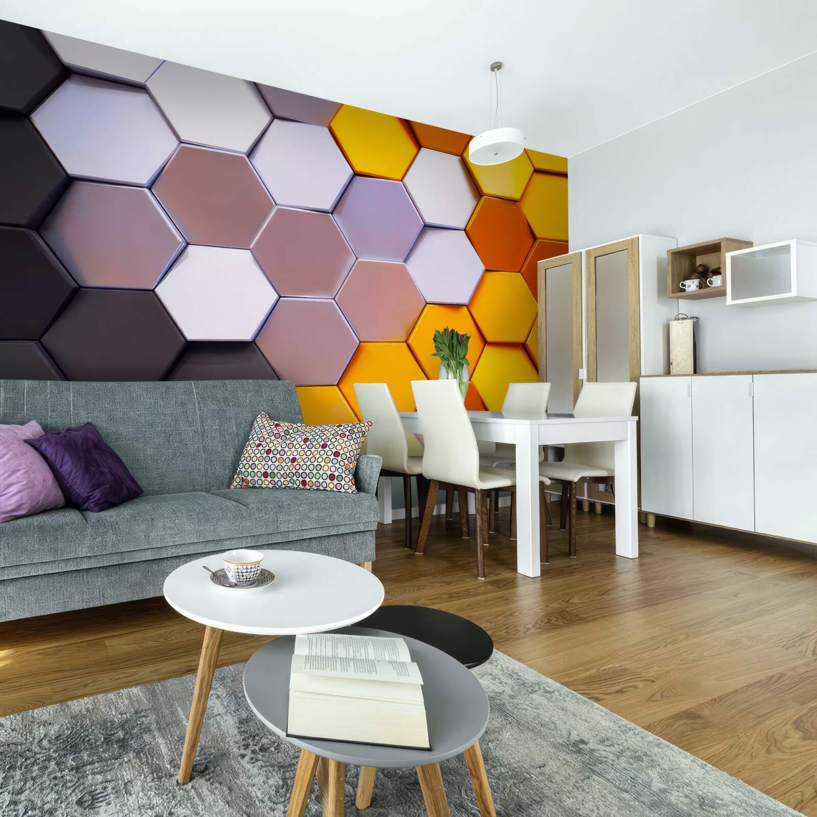 Fototapet forme hexagonale multicolore