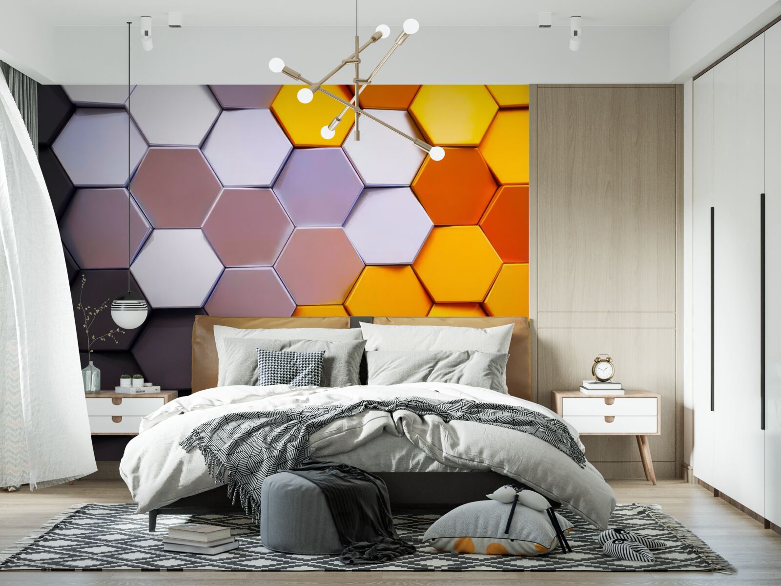 Fototapet forme hexagonale multicolore