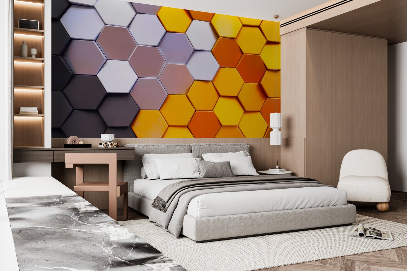 Fototapet forme hexagonale multicolore