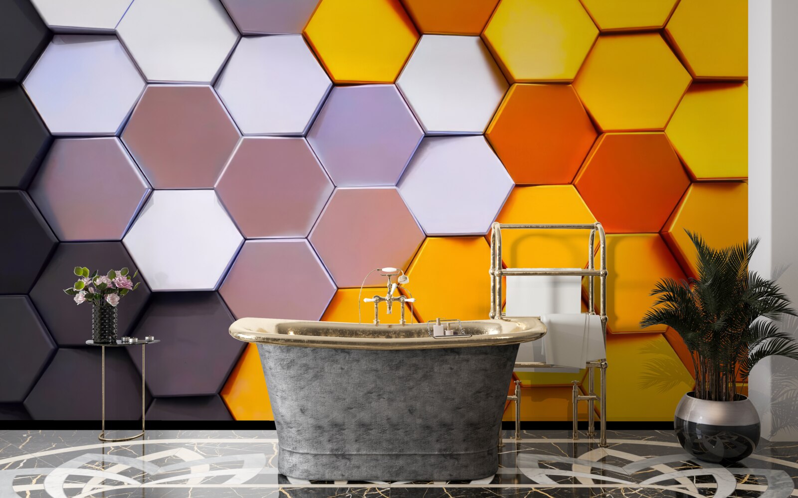 Fototapet forme hexagonale multicolore