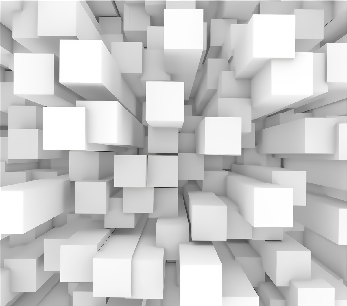 Fototapet paralelepipede albe tridimensionale