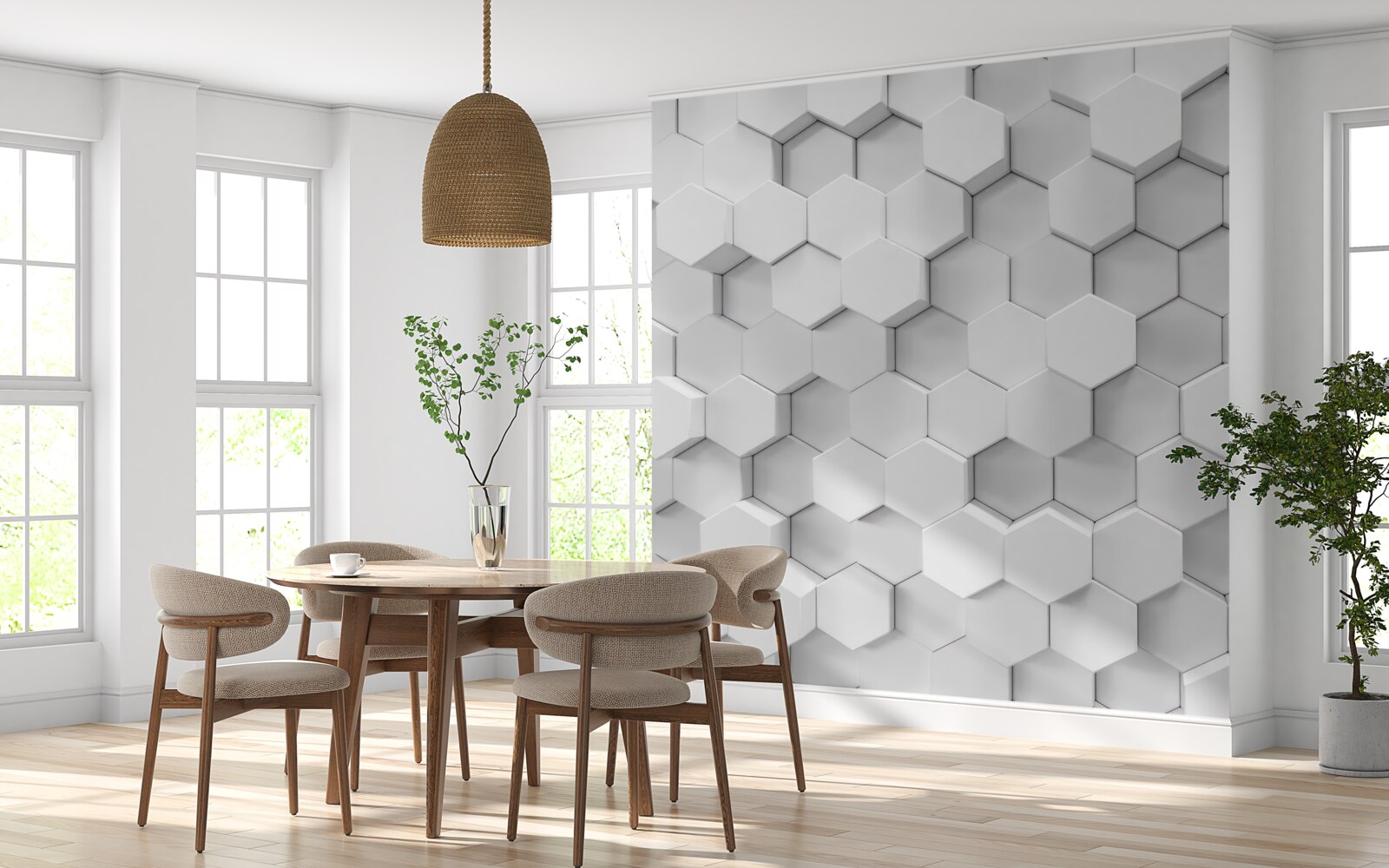 Fototapet multe hexagoane albe