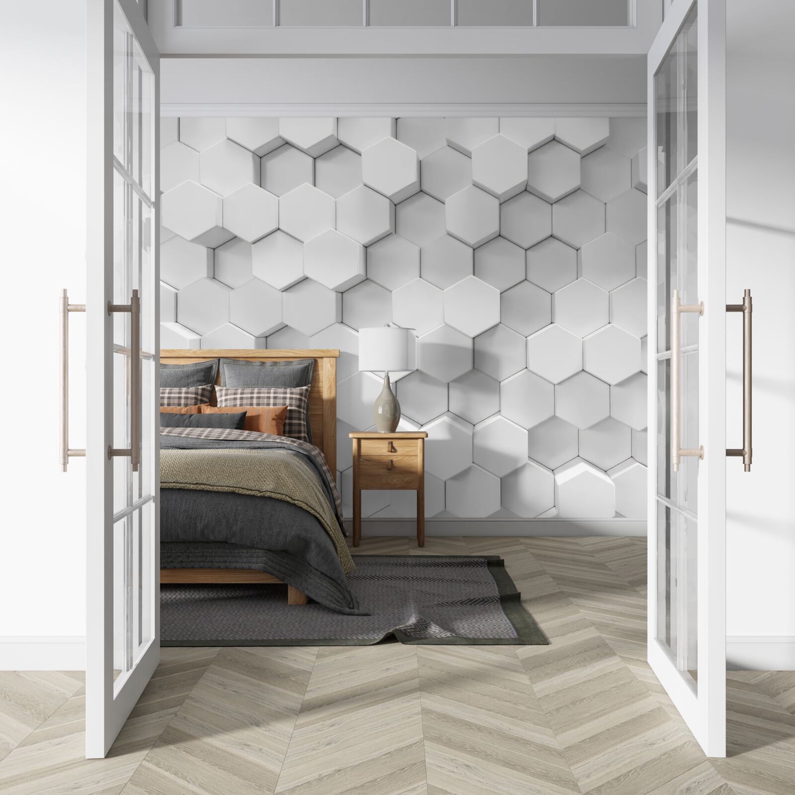 Fototapet multe hexagoane albe