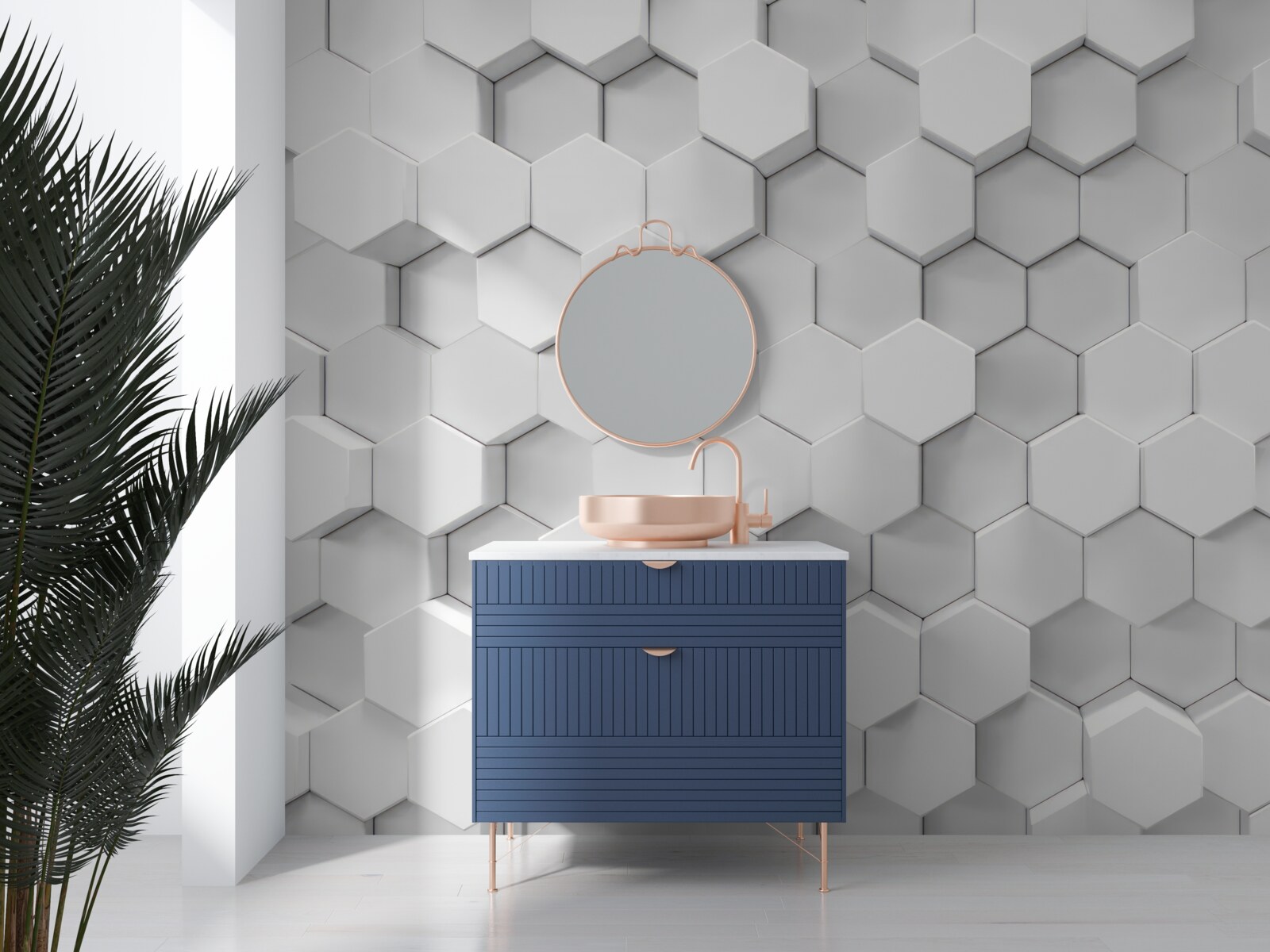 Fototapet multe hexagoane albe