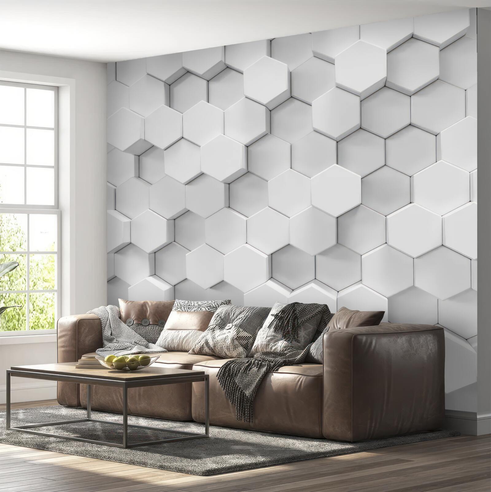 Fototapet multe hexagoane albe