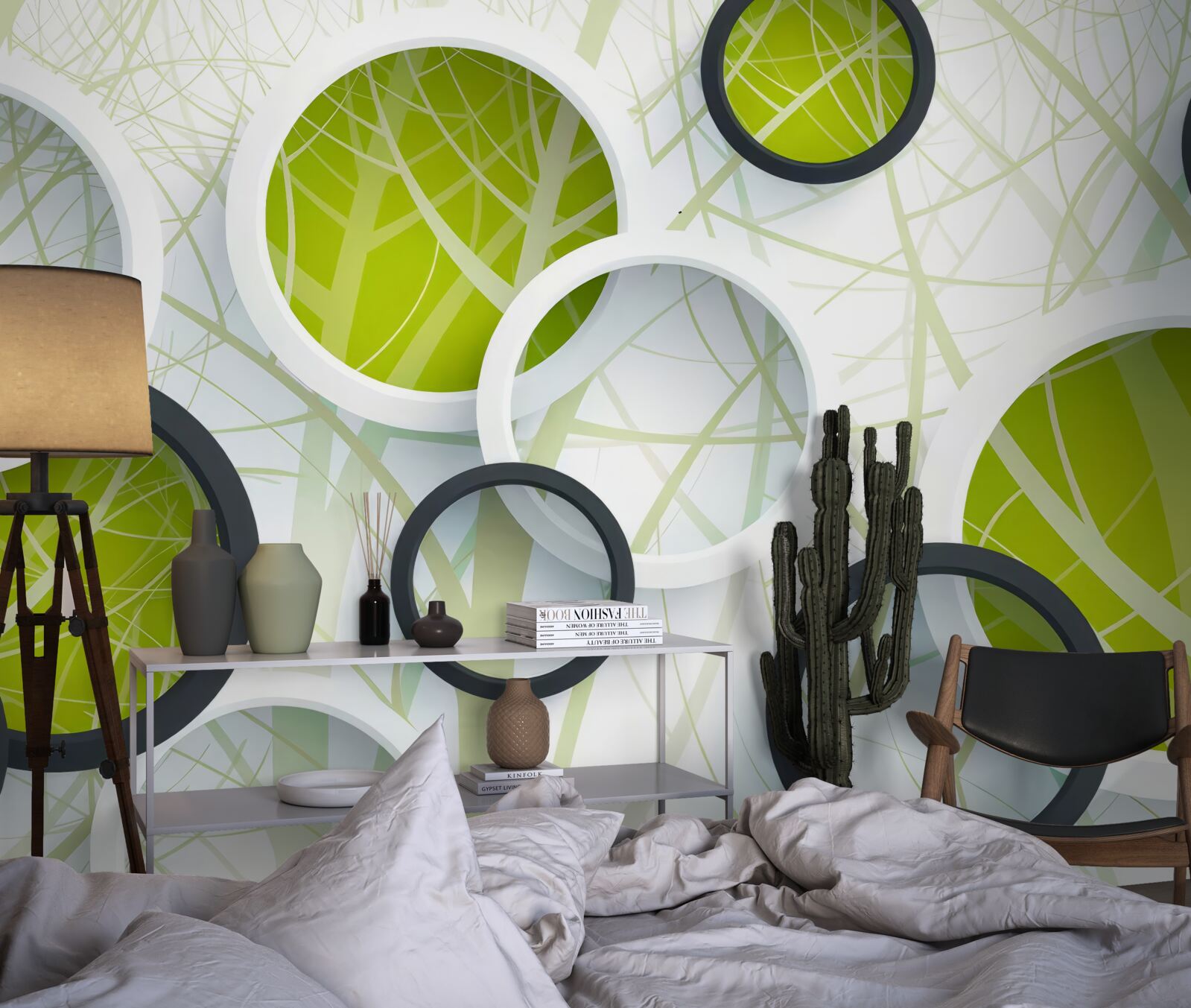 Fototapet fundal format din cercuri mari albe și negre