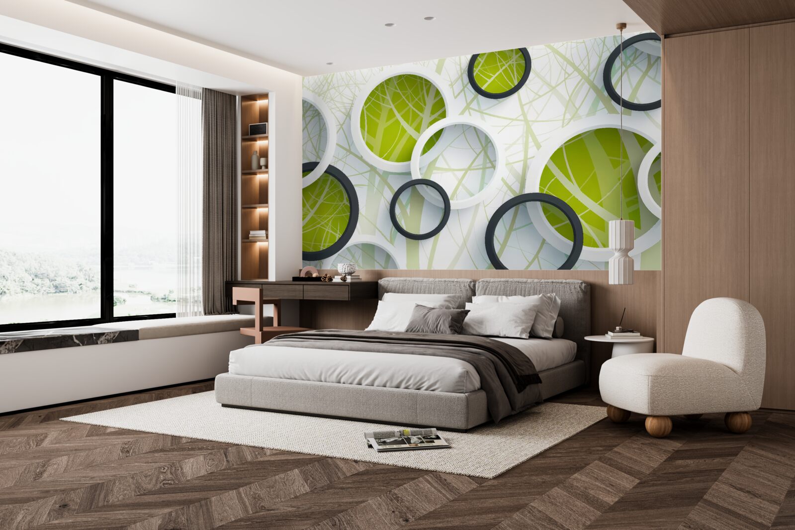 Fototapet fundal format din cercuri mari albe și negre