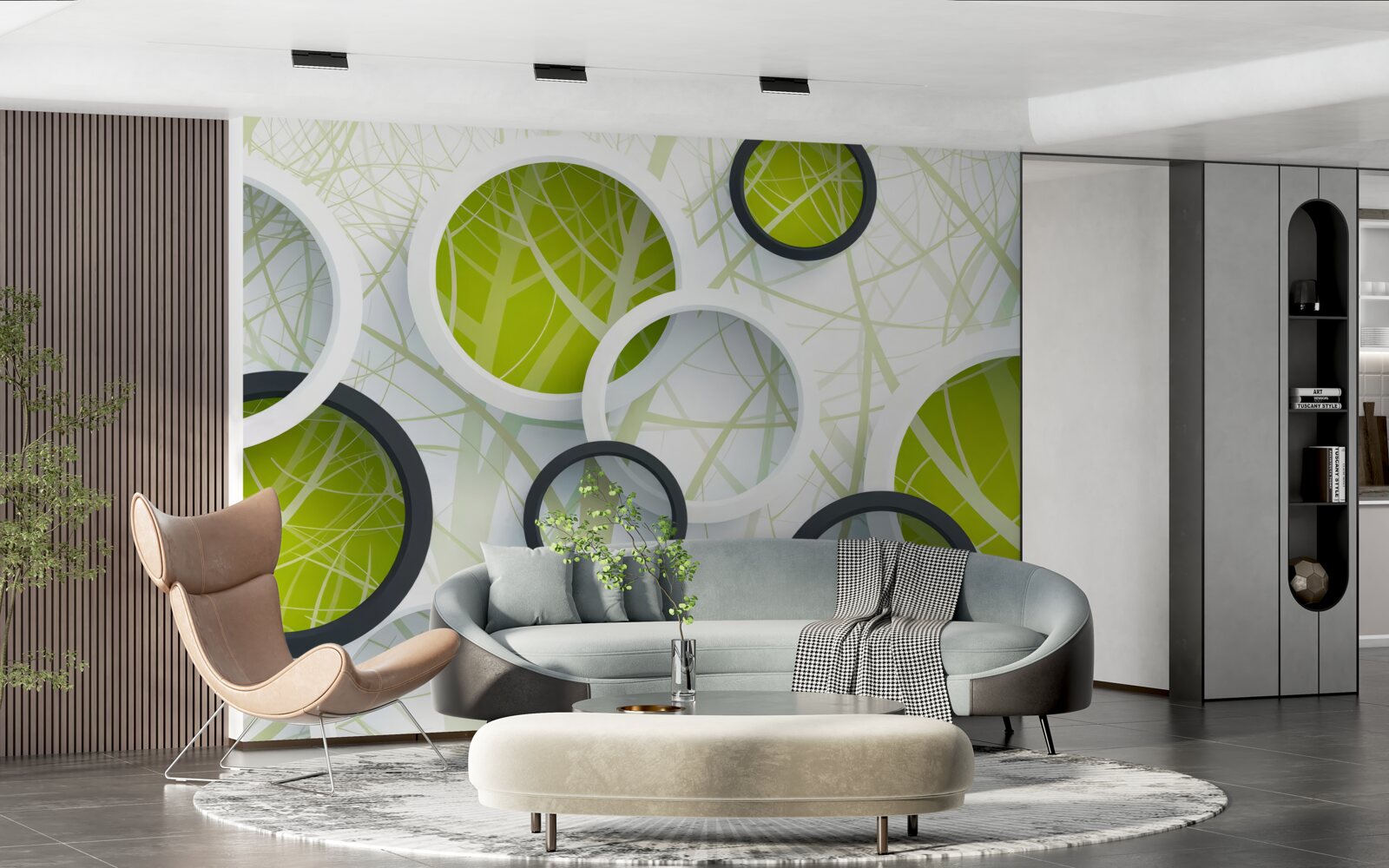 Fototapet fundal format din cercuri mari albe și negre