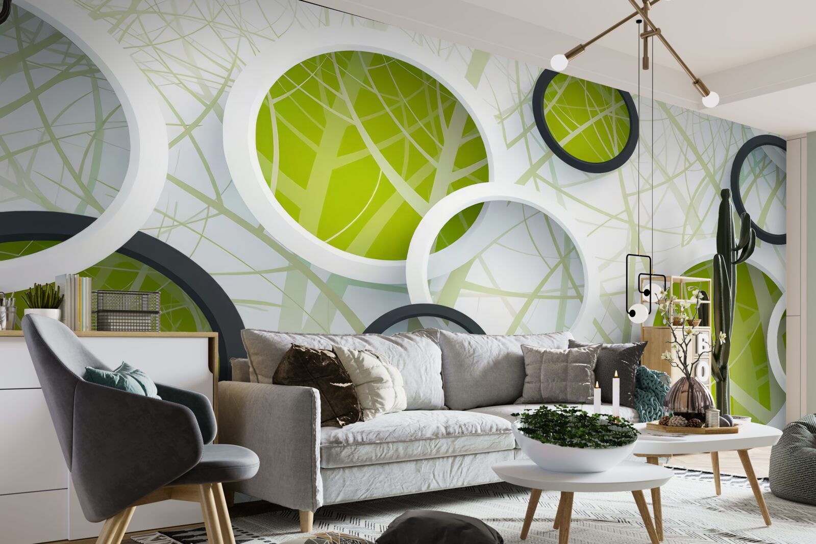 Fototapet fundal format din cercuri mari albe și negre