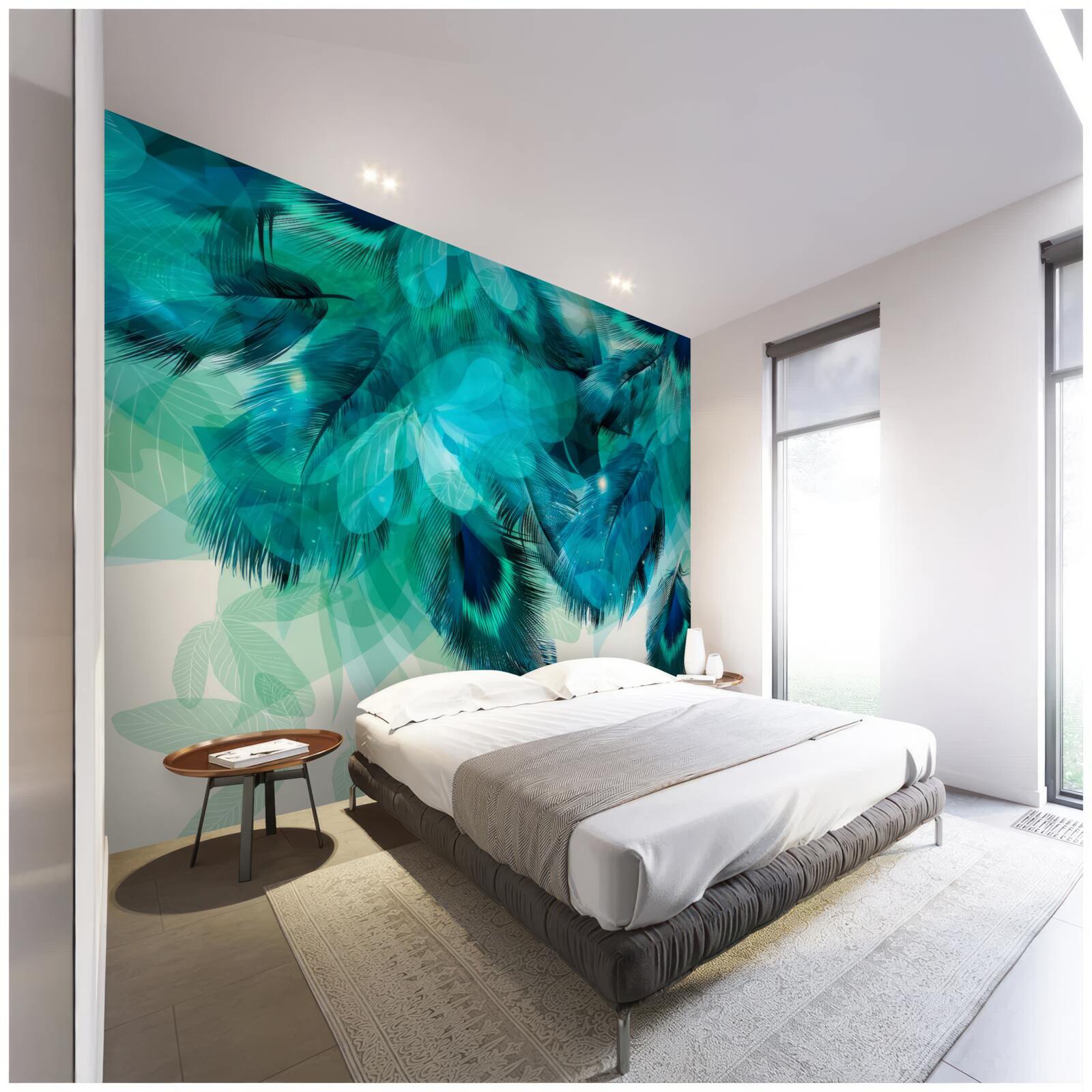 Fototapet pene de păun cu o nuanță turcoaz