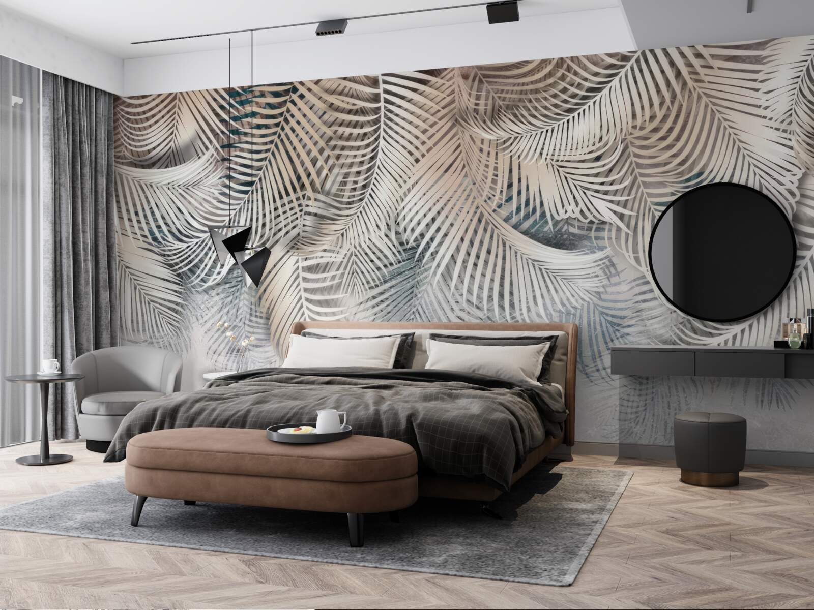 Fototapet frunzele de ferigă sunt deschise și maro