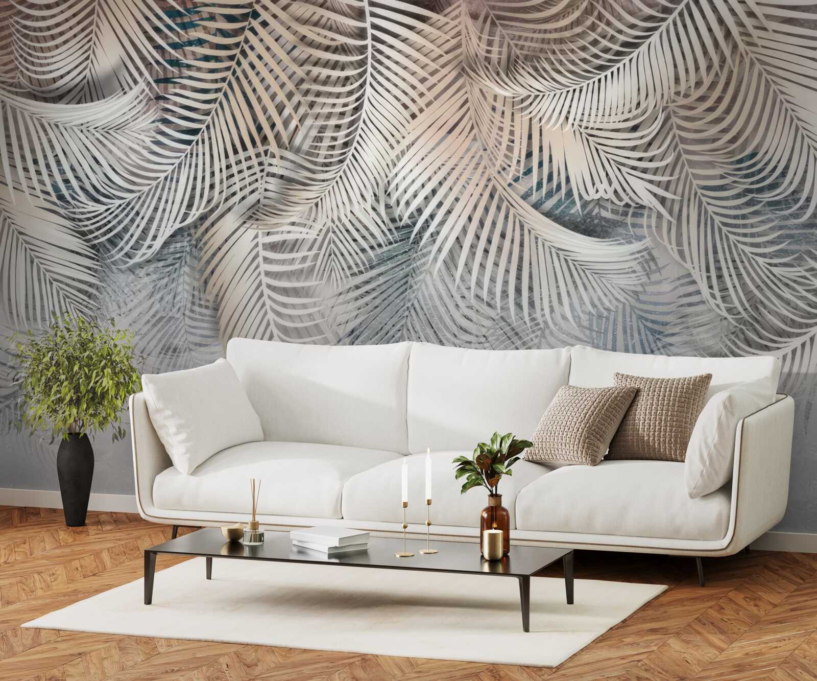 Fototapet frunzele de ferigă sunt deschise și maro