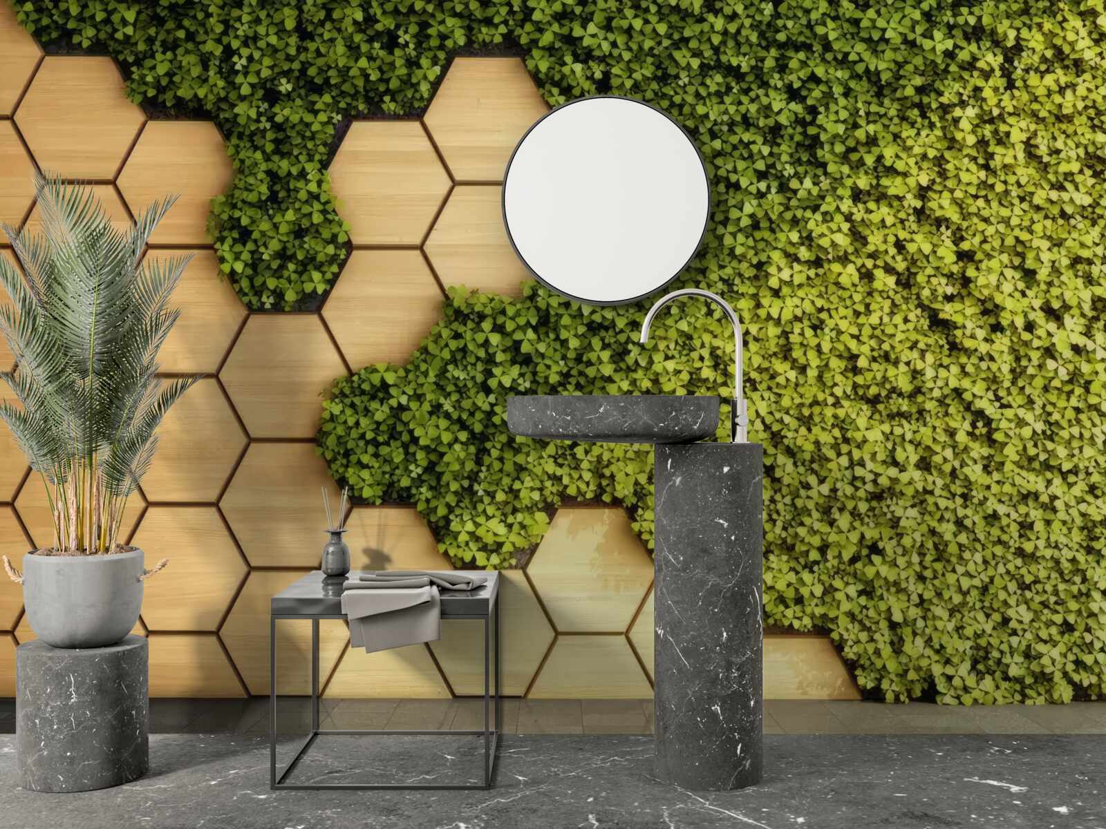 Fototapet iederă verde înfășurată în jurul unui perete maro