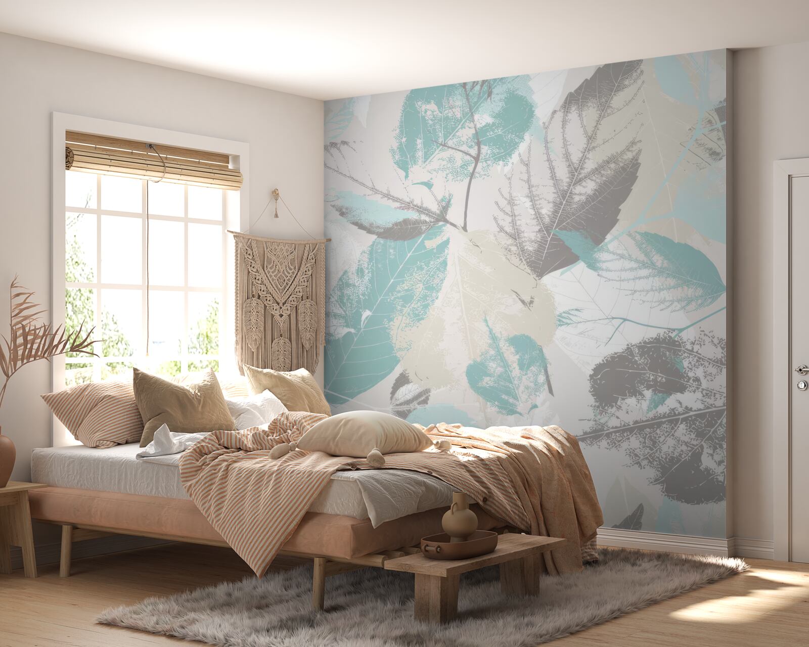 Fototapet frunze vopsite într-o nuanță deschisă