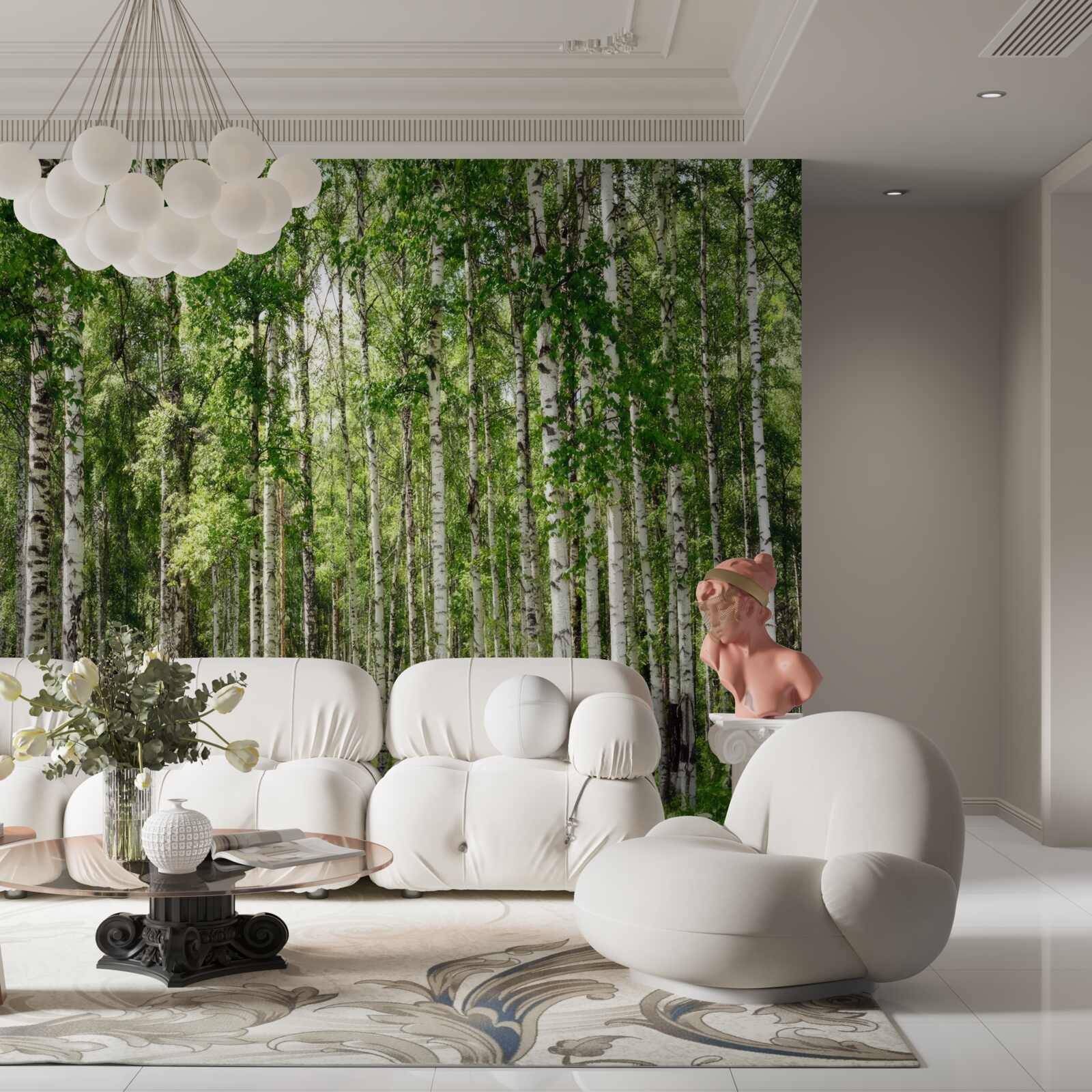 Fototapet plin de farmec mesteacăn