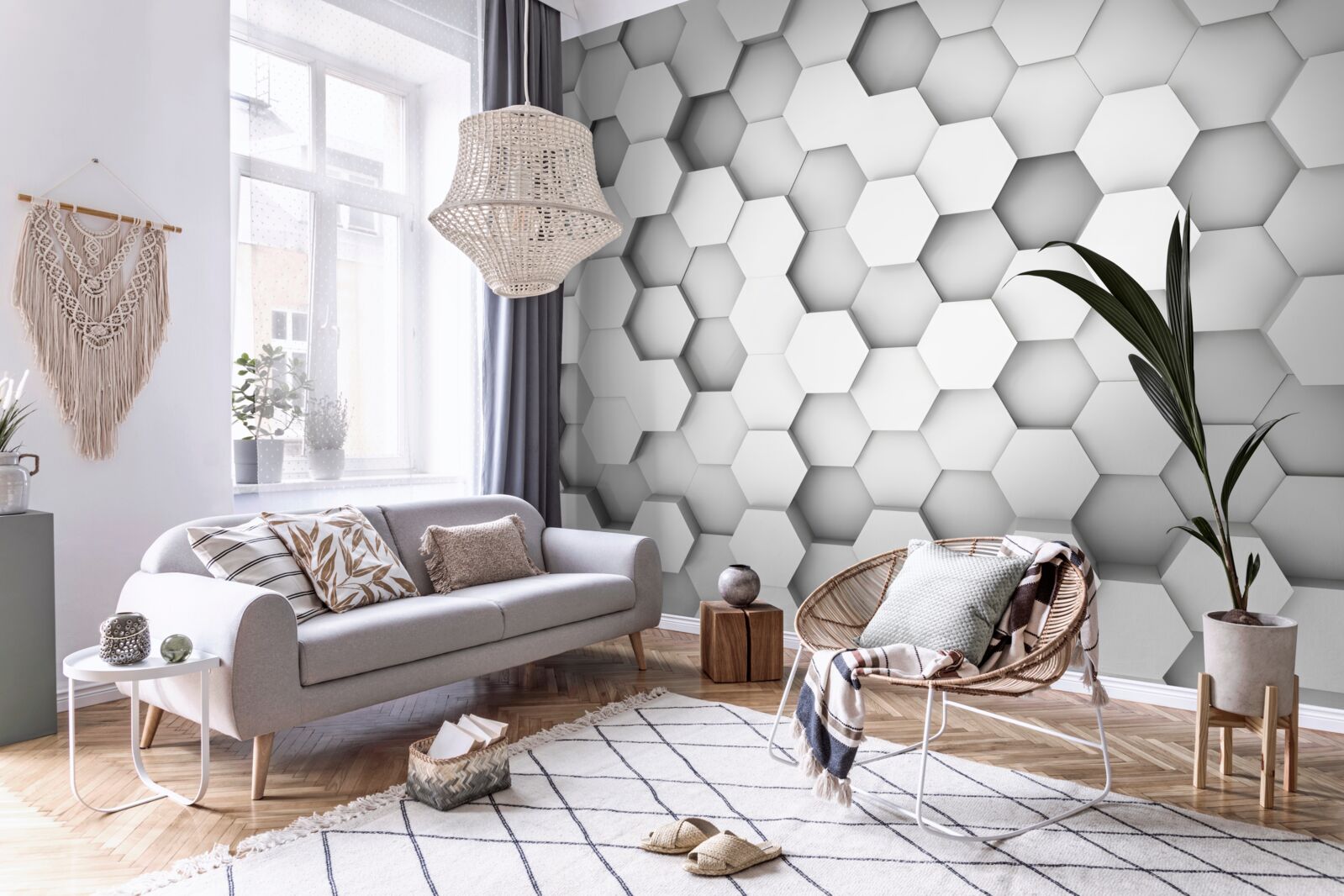 Fototapet fundal de hexagoane de lumină