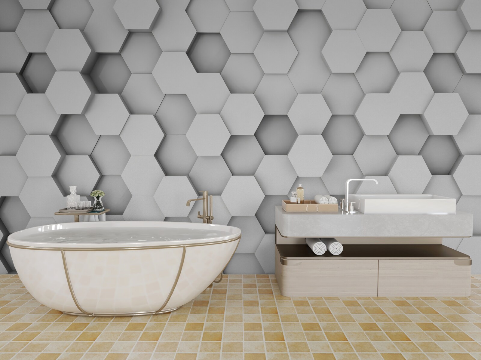 Fototapet fundal de hexagoane de lumină