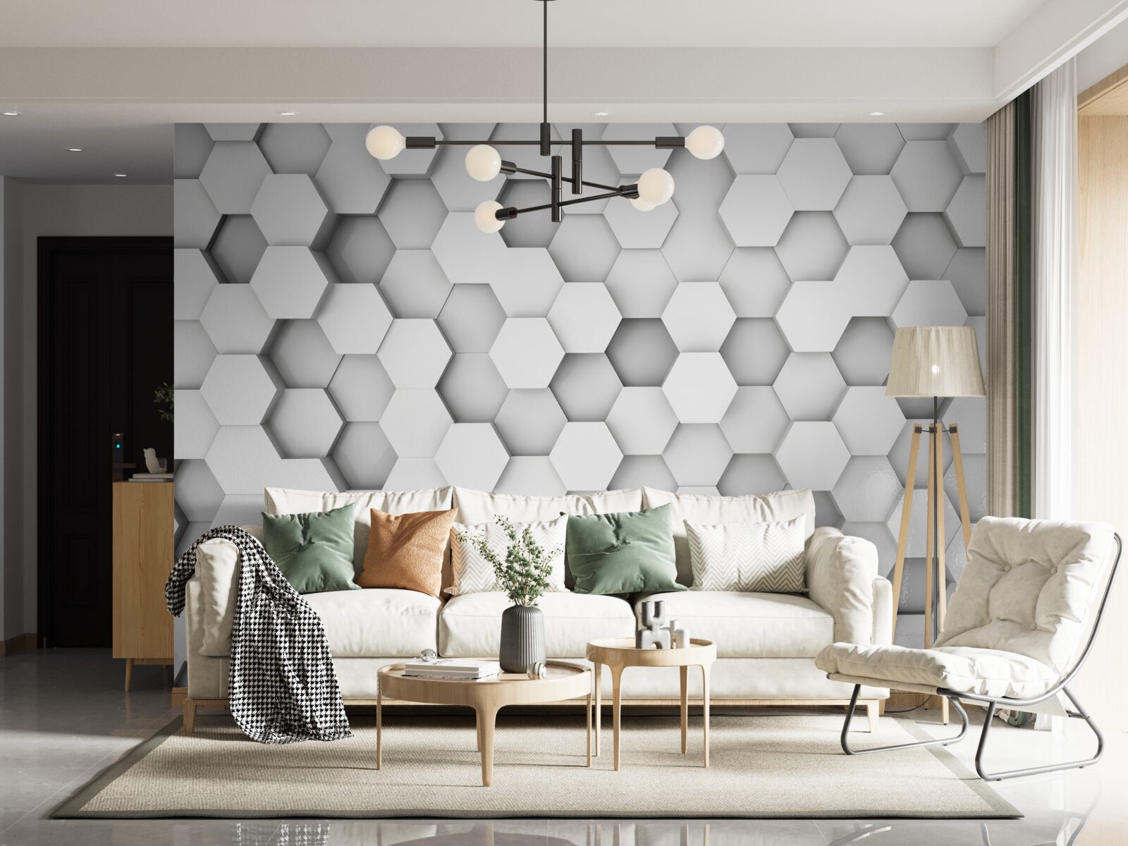 Fototapet fundal de hexagoane de lumină