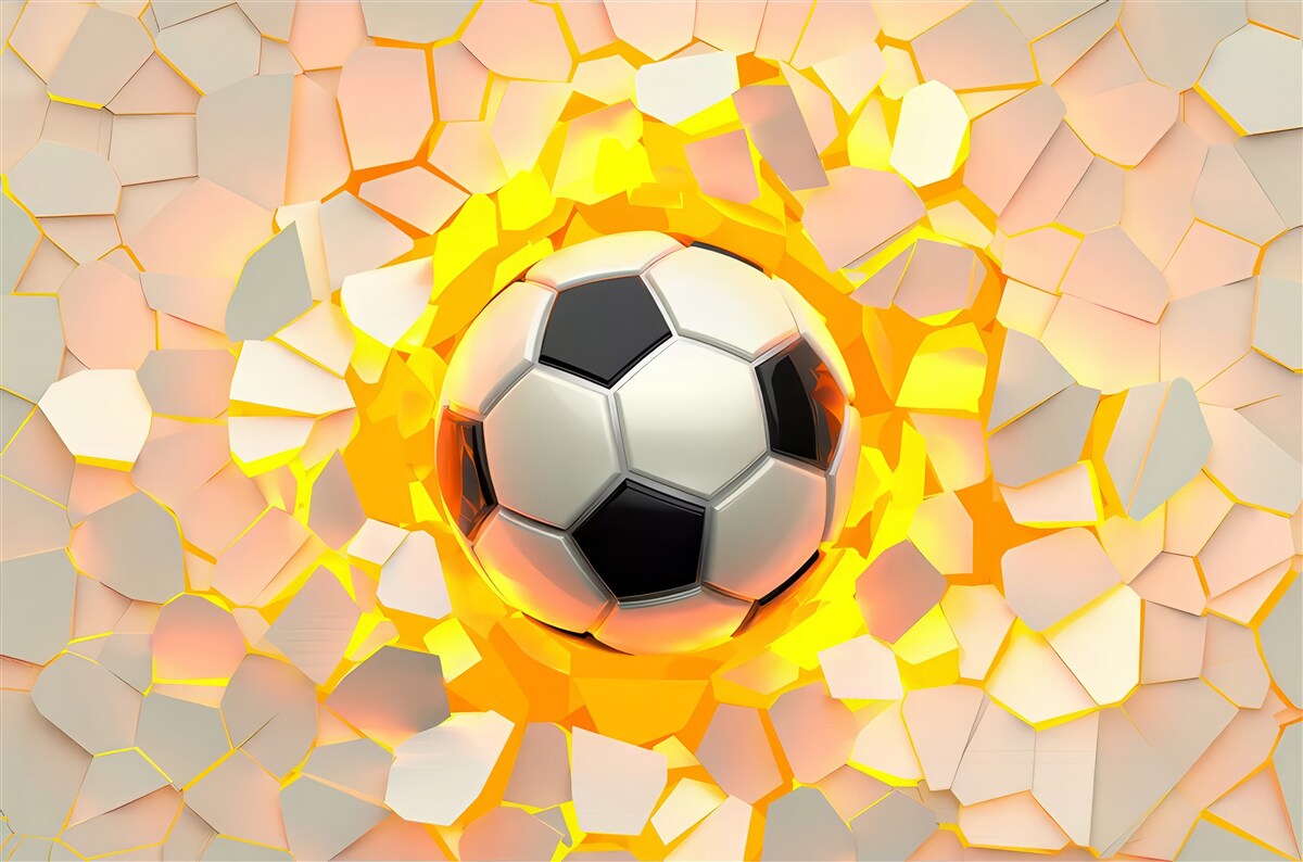 Fototapet mingea trece prin perete, emițând o strălucire aurie