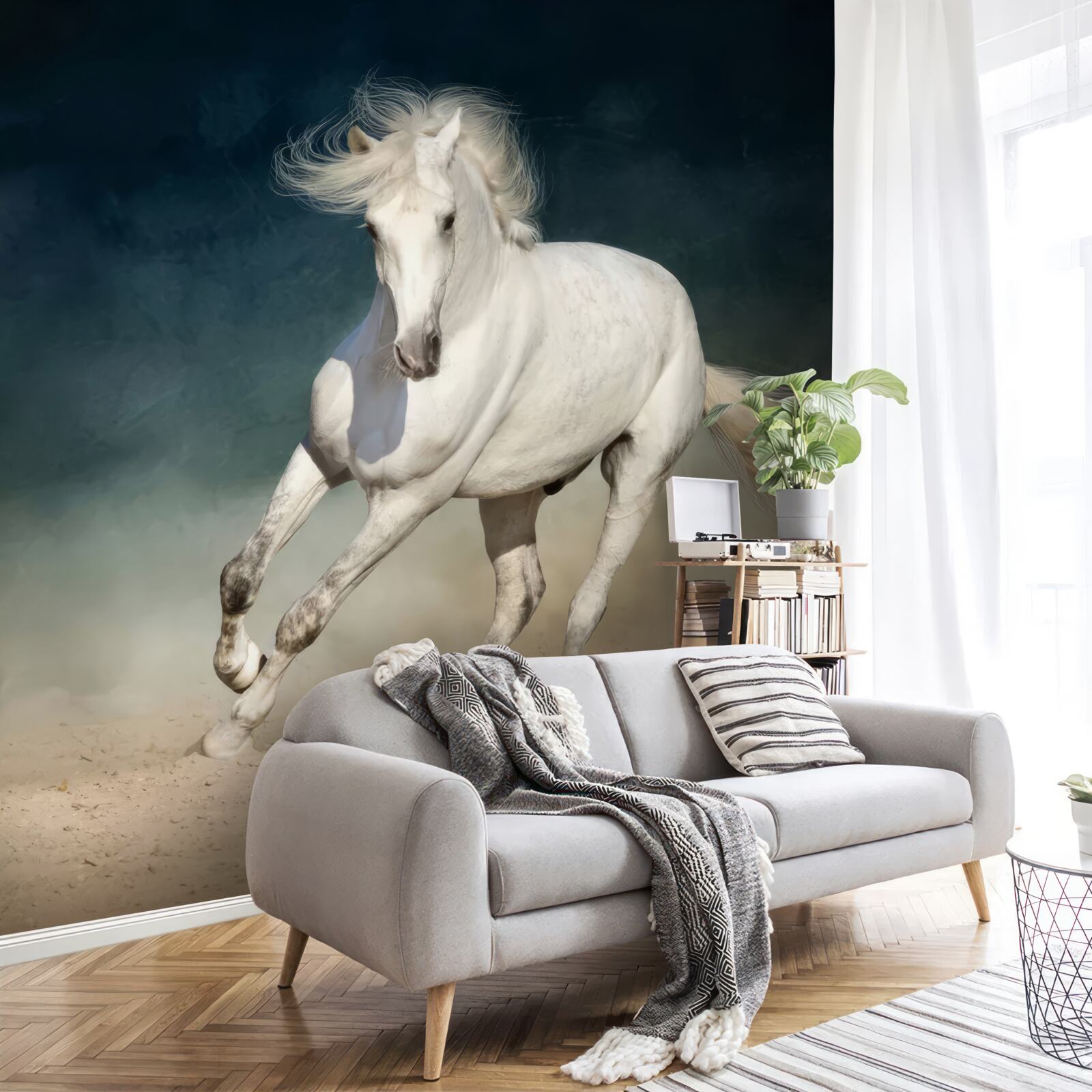 Fototapet White Horse Run