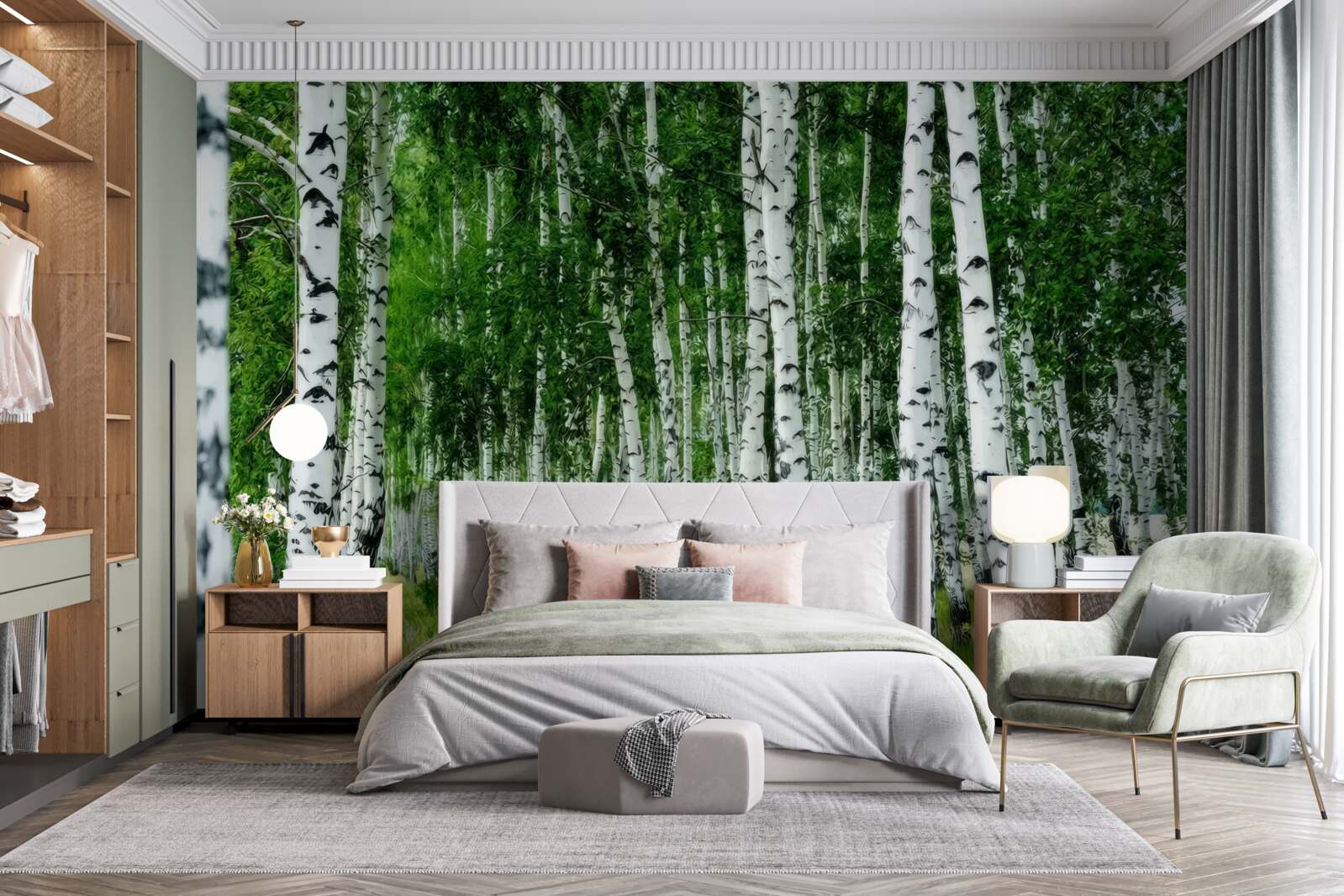 Fototapet mesteacăn dens