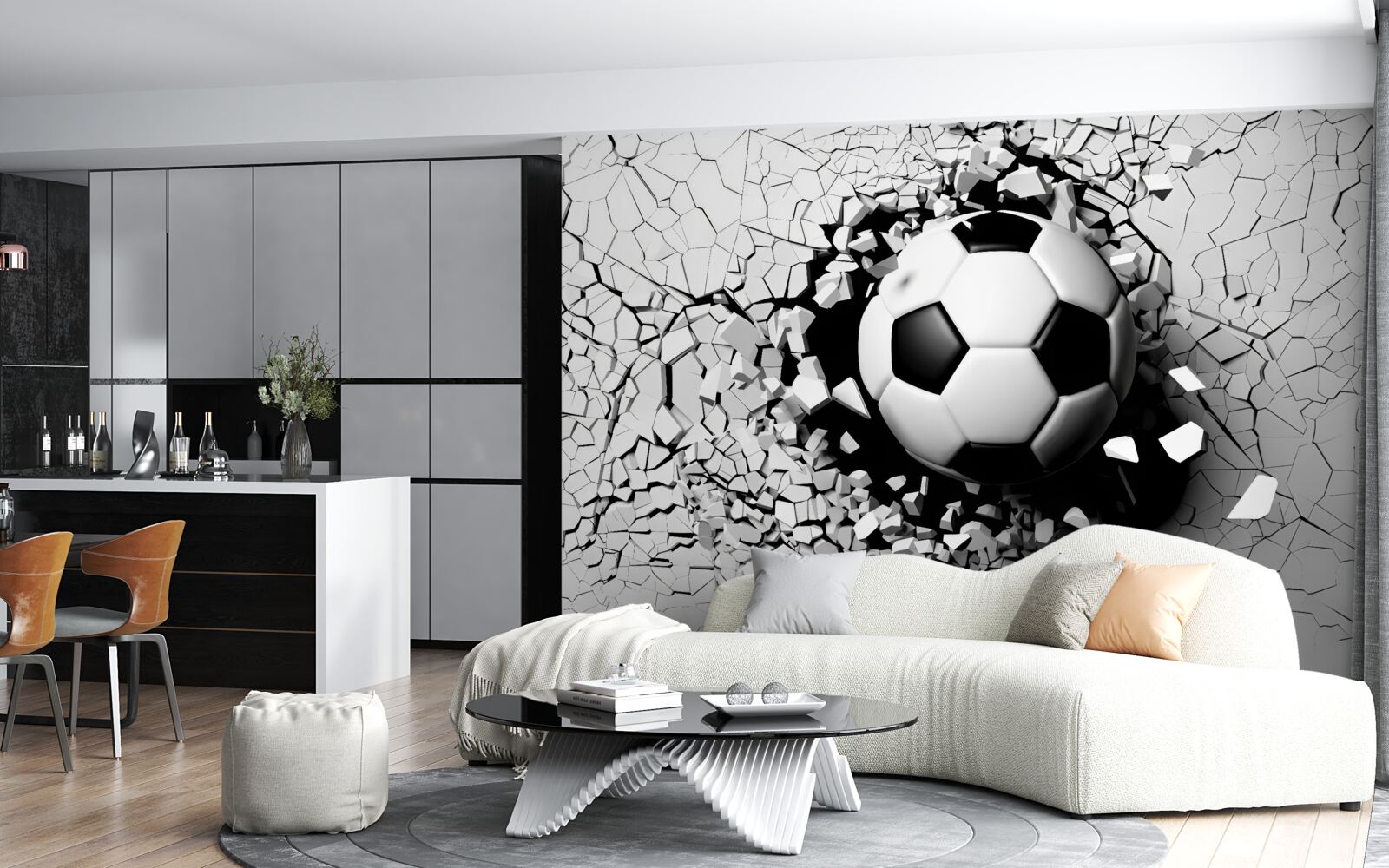 Fototapet fotbalul trece de barieră