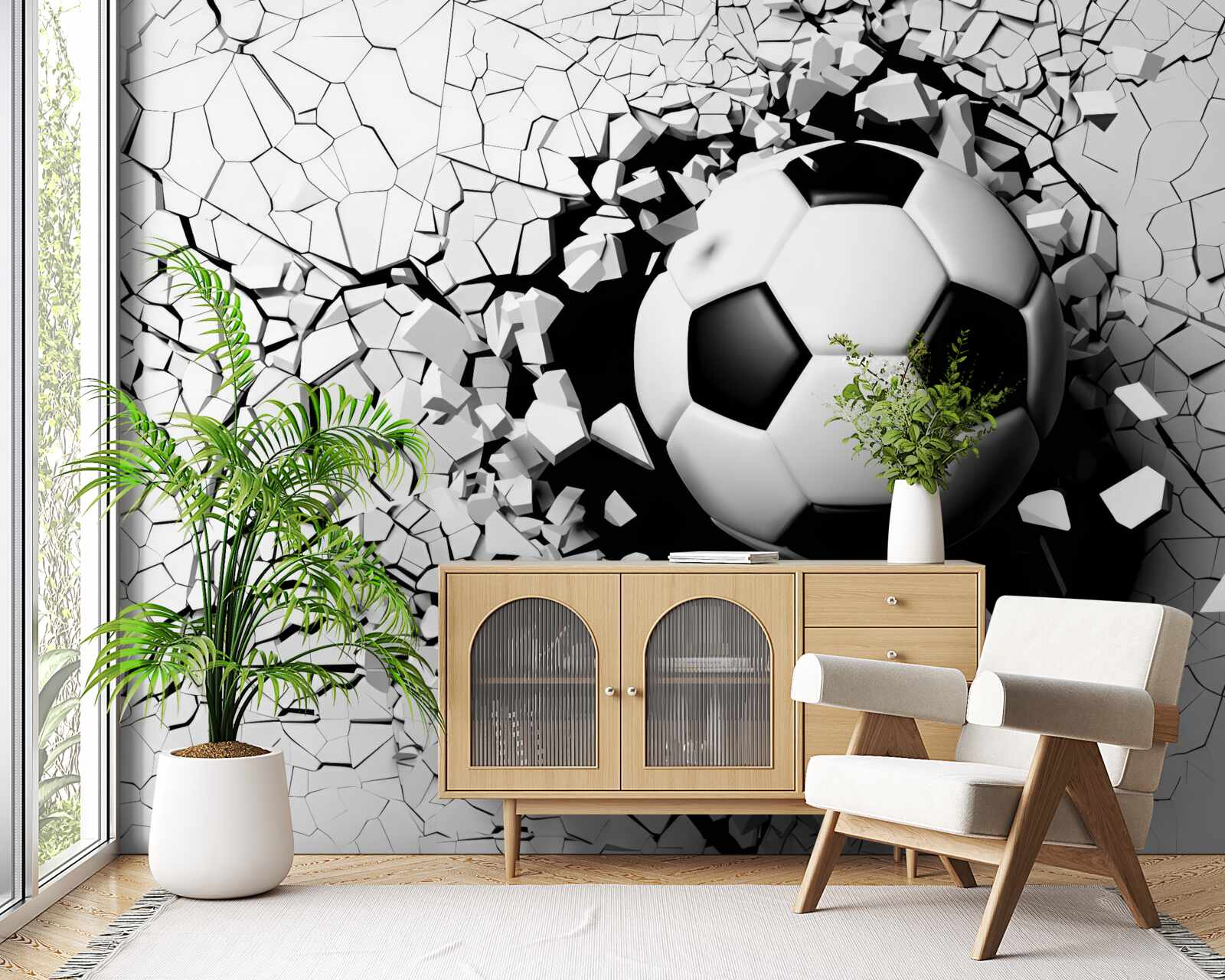 Fototapet fotbalul trece de barieră