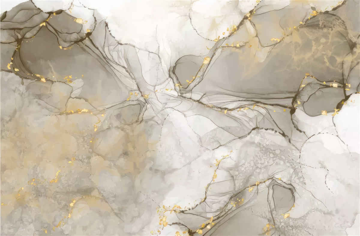 Fototapet alb și gri cu marmură aurită