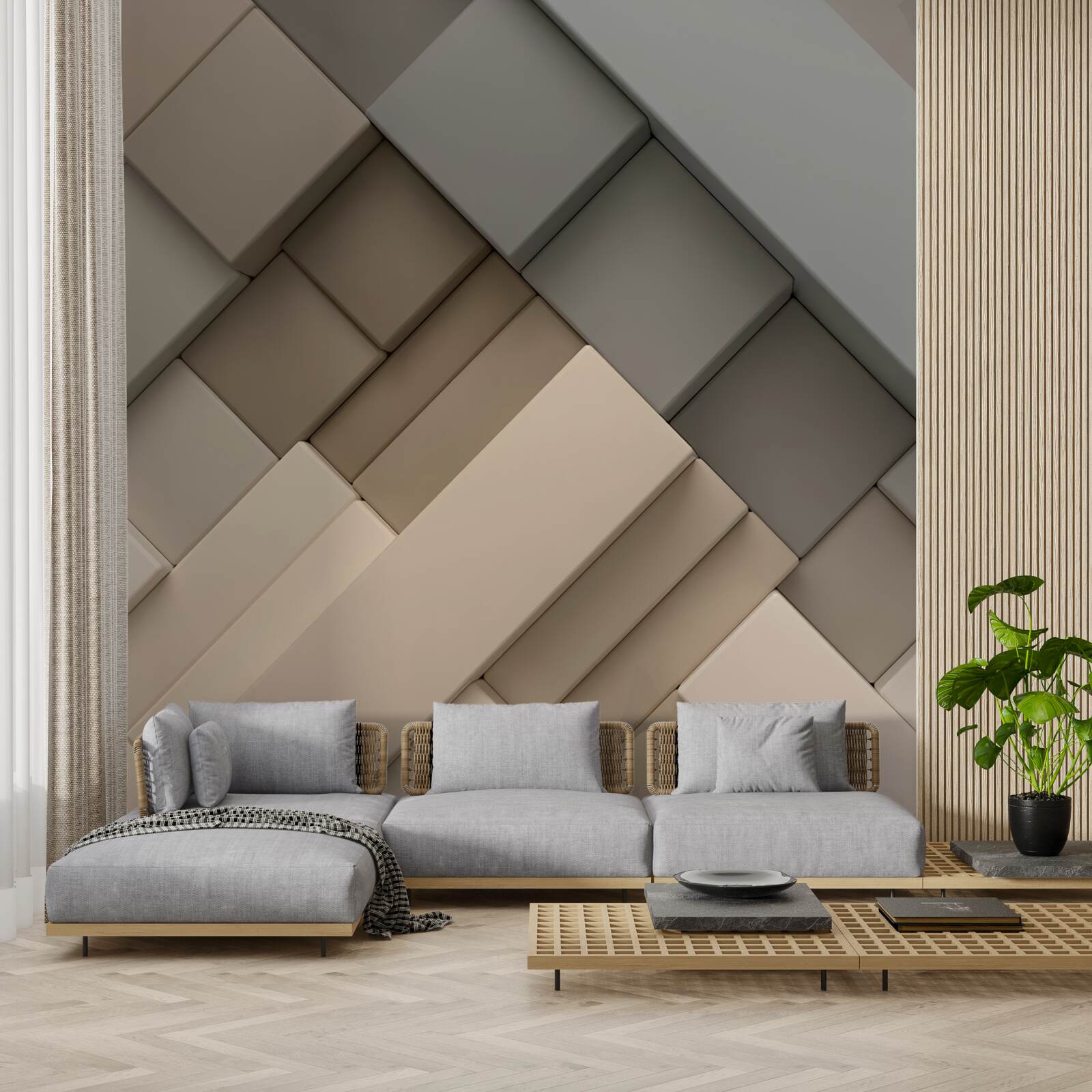 Fototapet forme geometrice ușoare cu volum