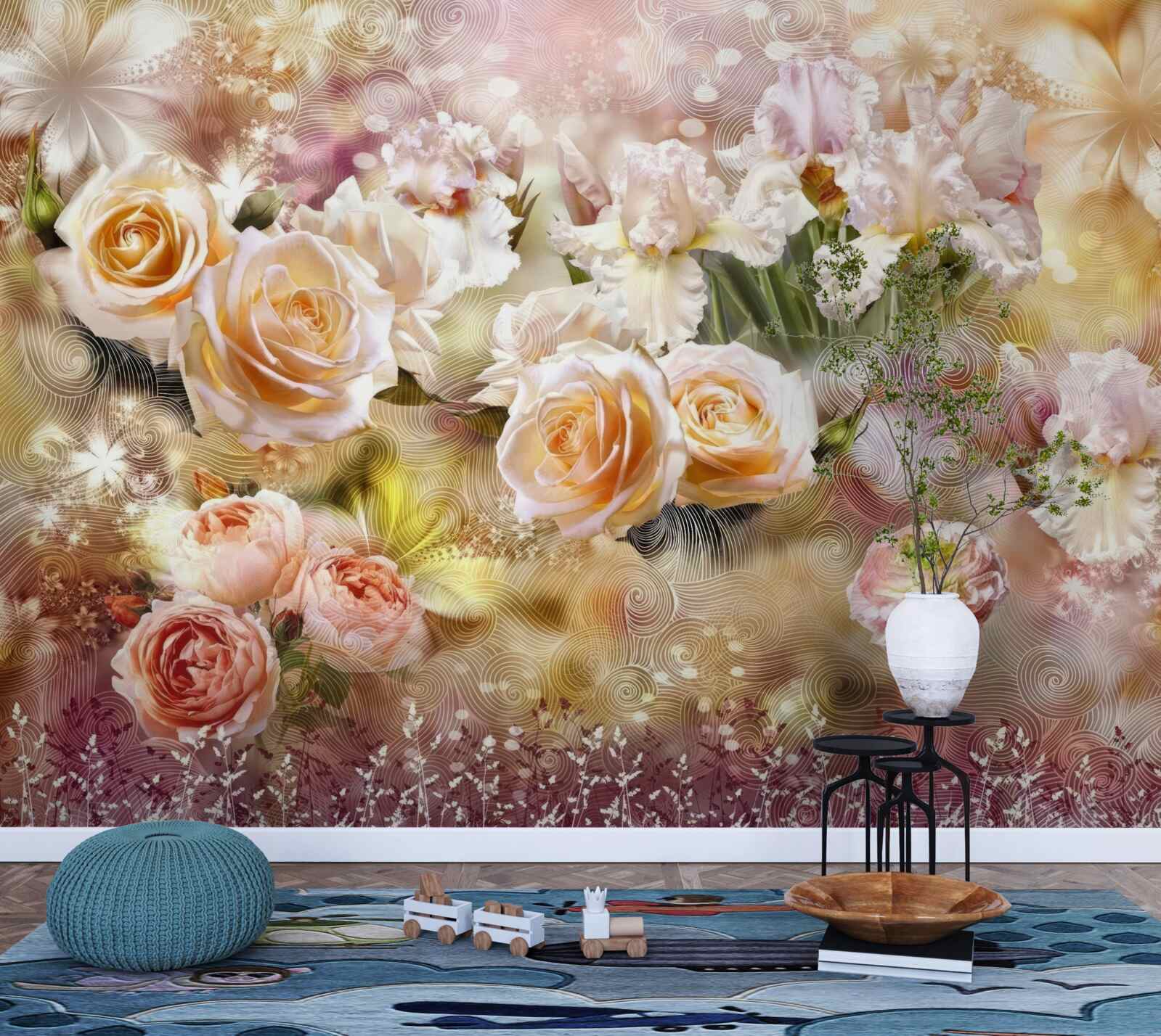 Fototapet trandafiri crem