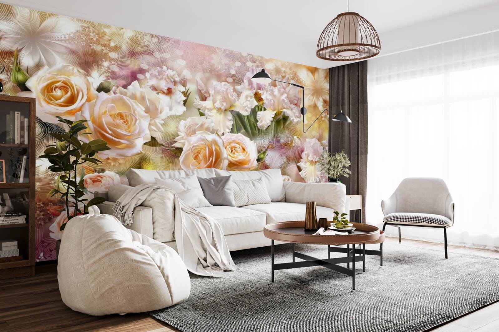 Fototapet trandafiri crem