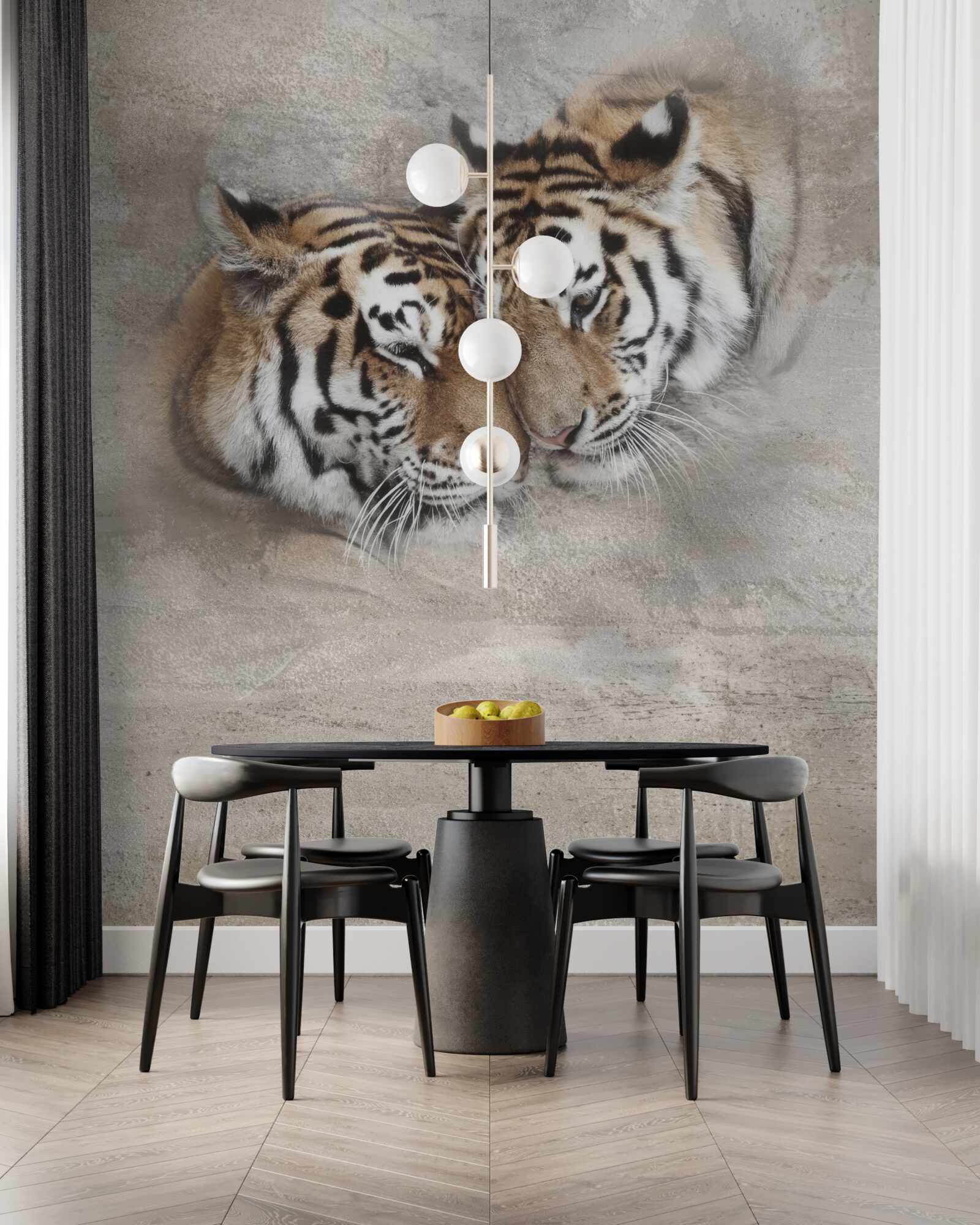 Fototapet doi tigri agățați unul de celălalt