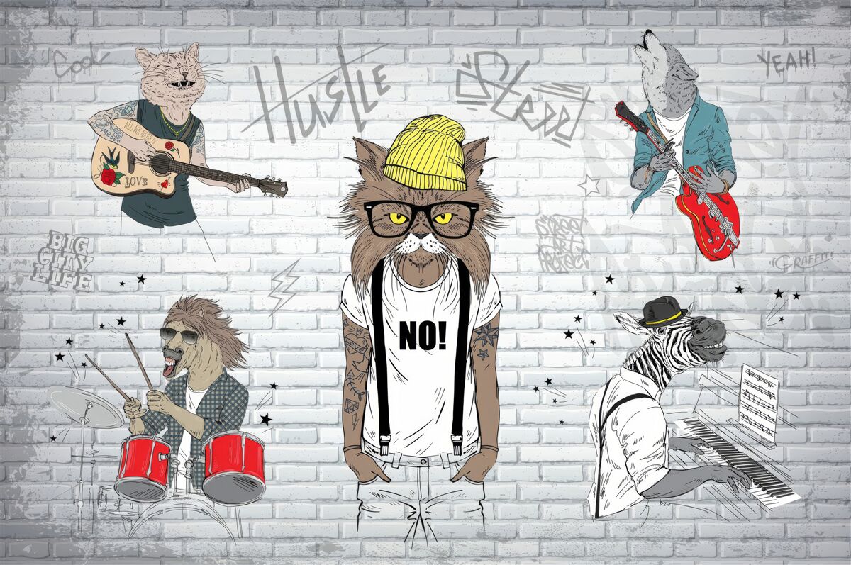 Fototapet animale reprezentate ca muzicieni