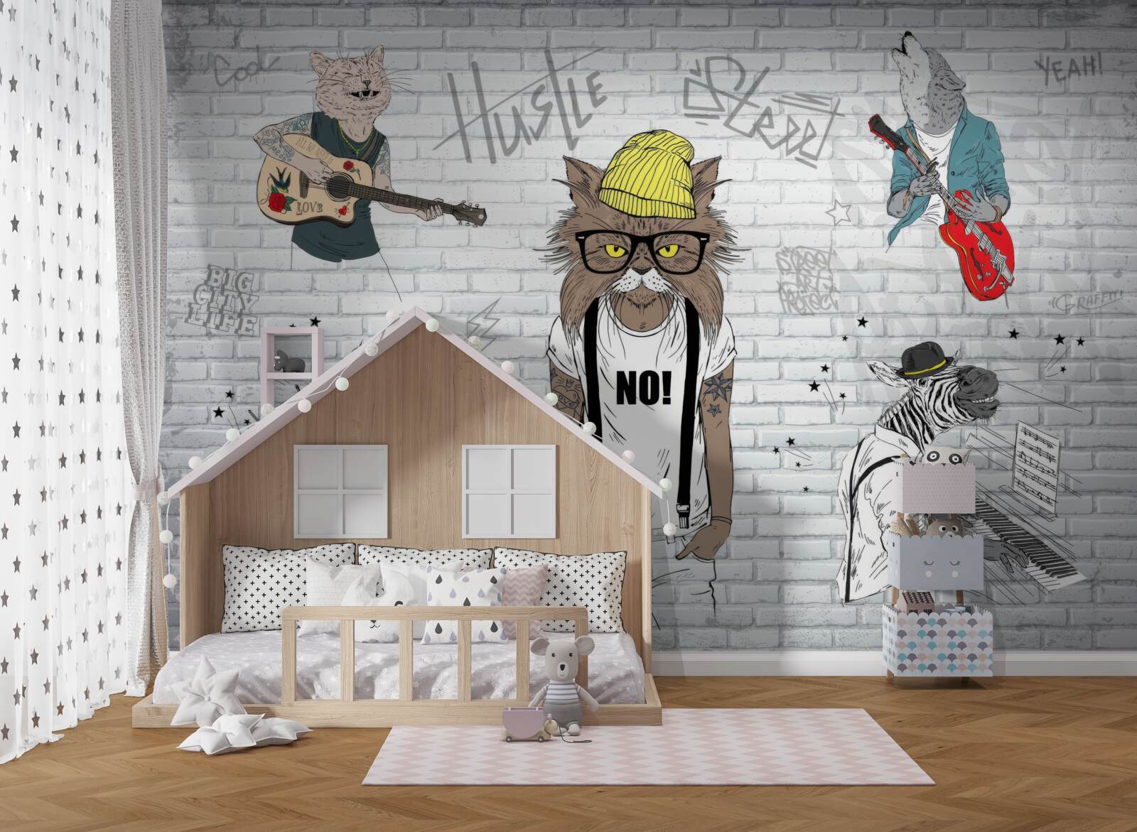 Fototapet animale reprezentate ca muzicieni