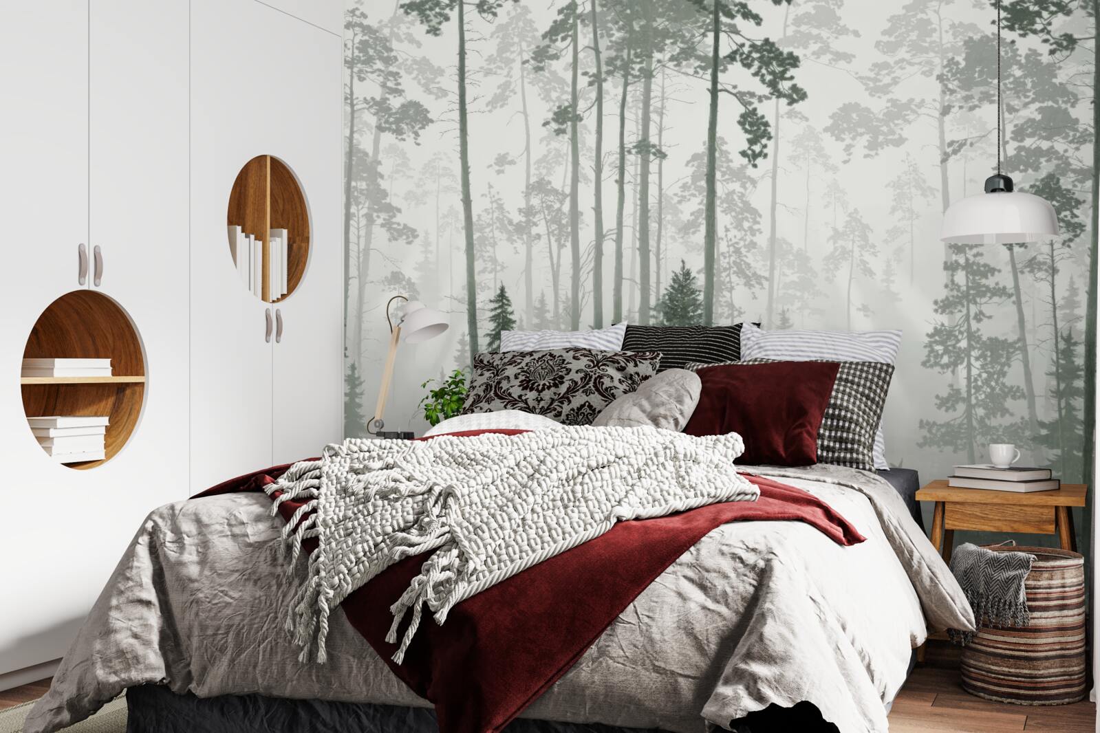 Fototapet urși într-o pădure afumată