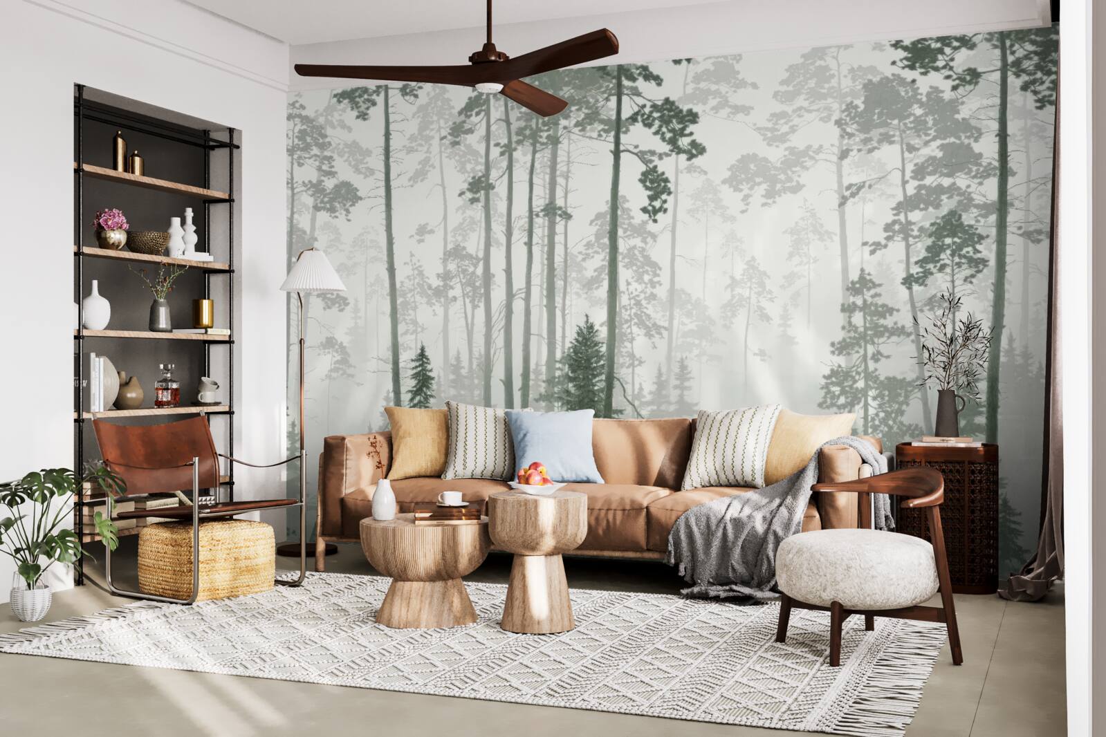 Fototapet urși într-o pădure afumată