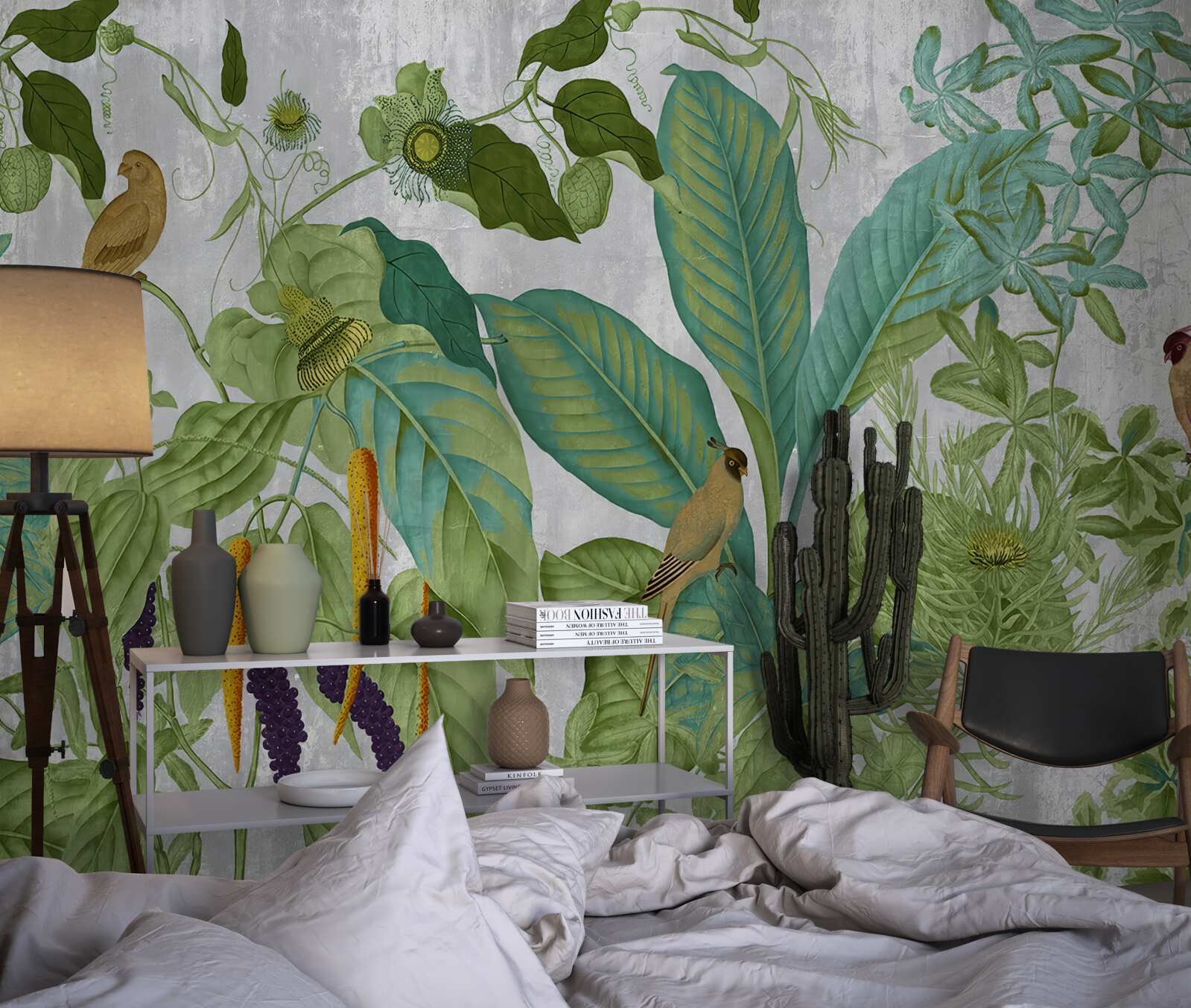 Fototapet printre frunzele verzi sunt papagali