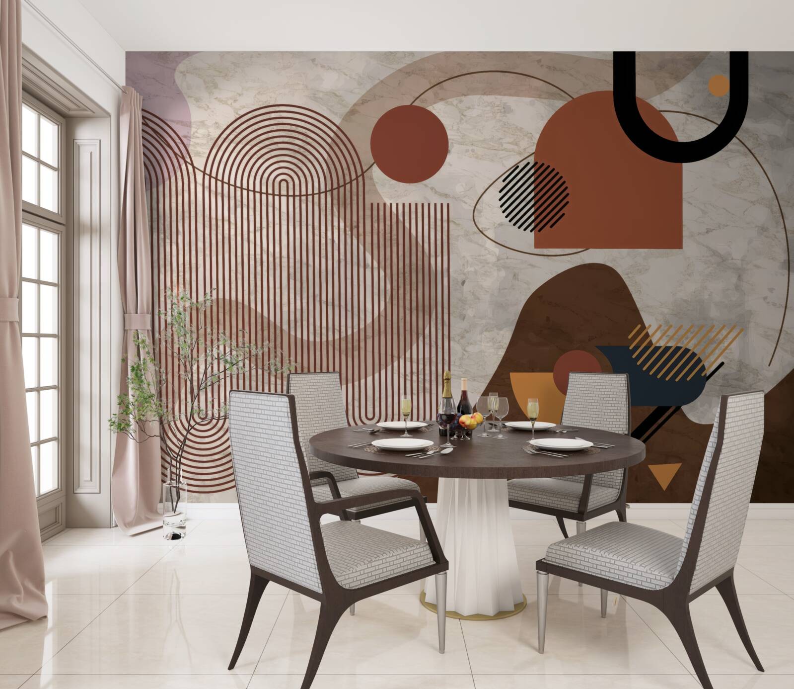 Fototapet culori închise într-un stil abstract