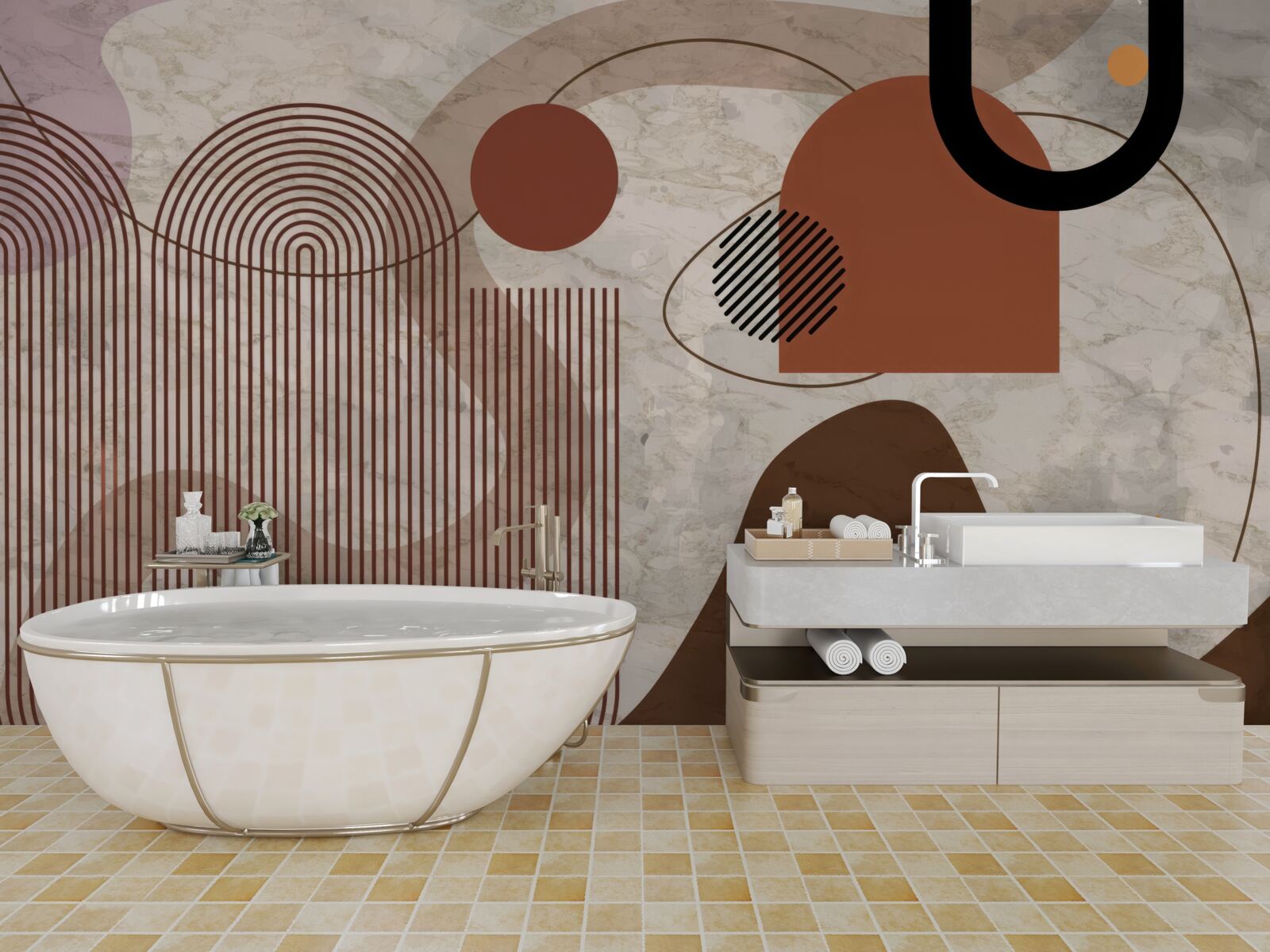 Fototapet culori închise într-un stil abstract