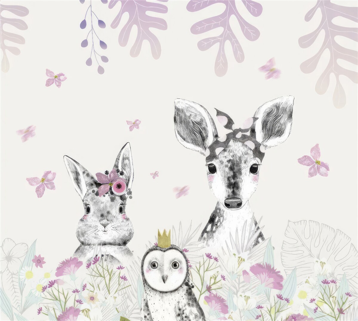 Fototapet fundal luminos cu imagini de animale