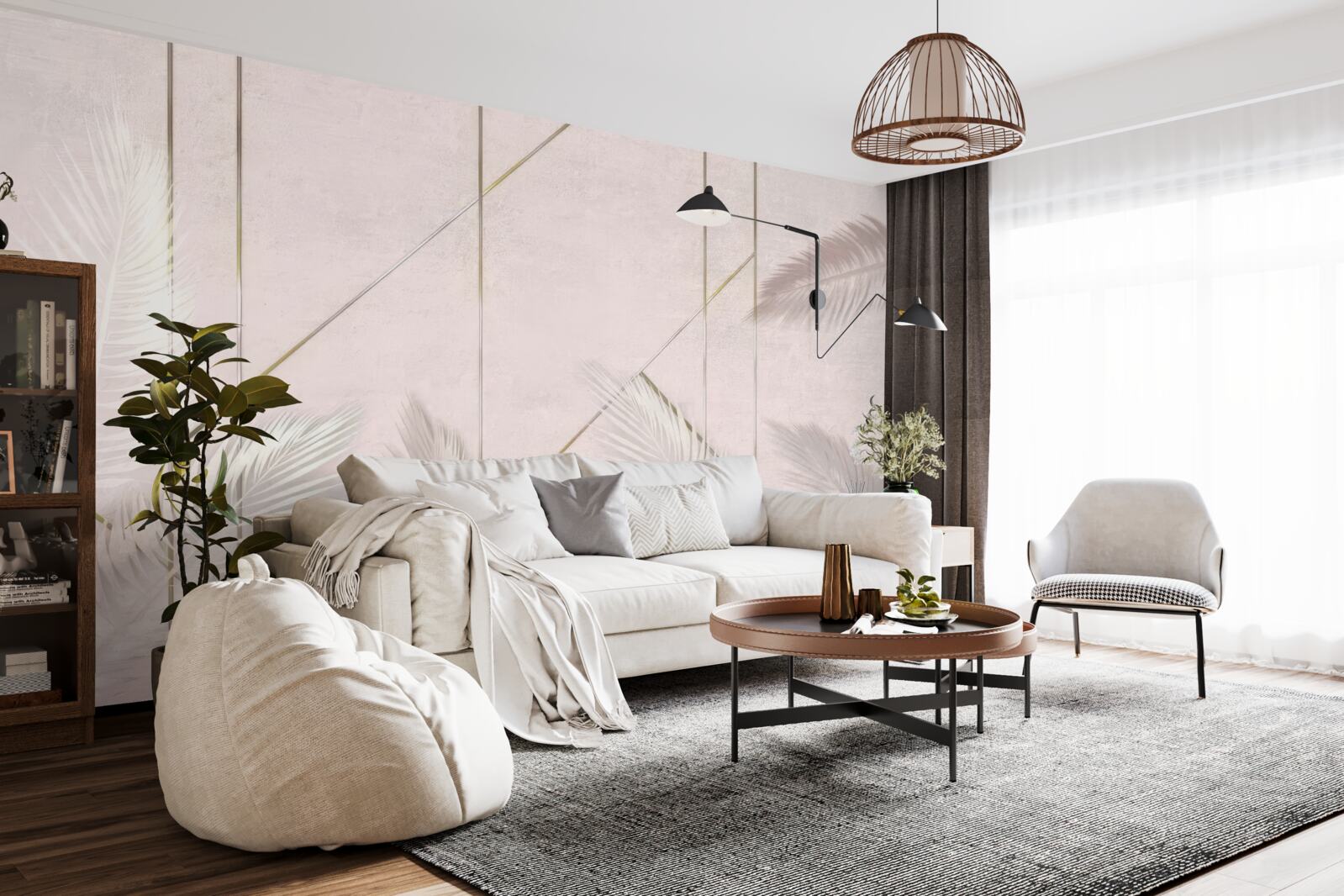 Fototapet fundal luminos cu frunze