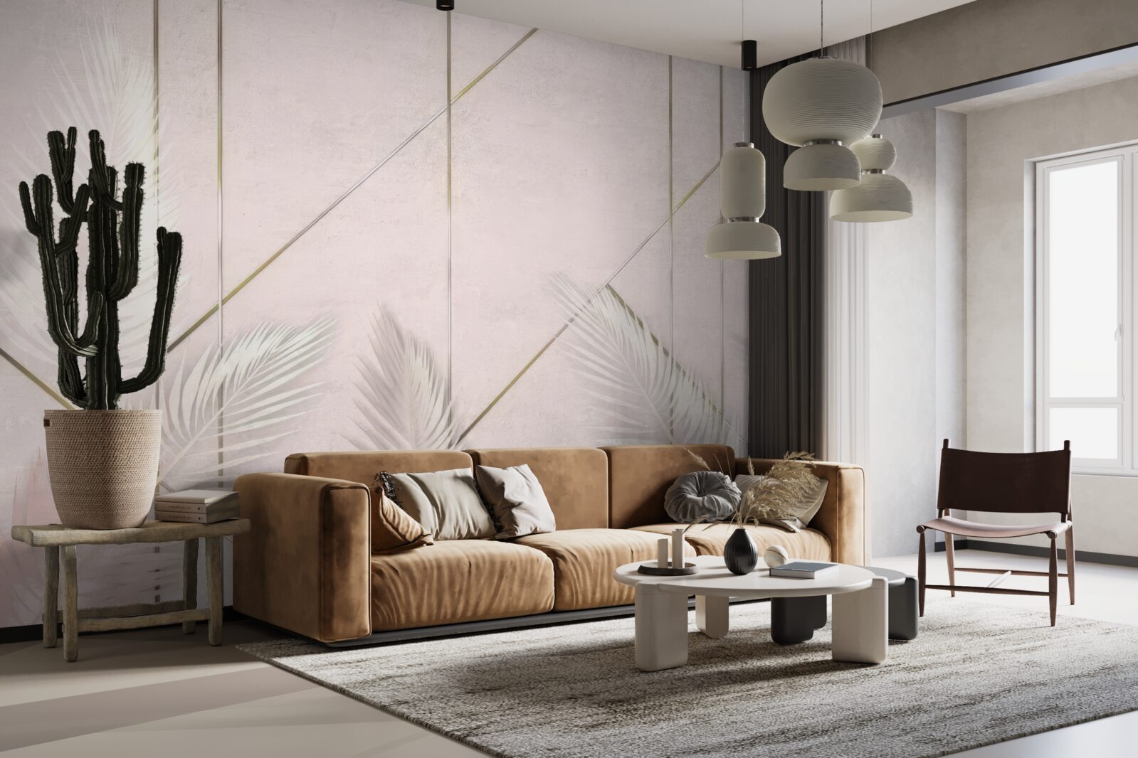 Fototapet fundal luminos cu frunze