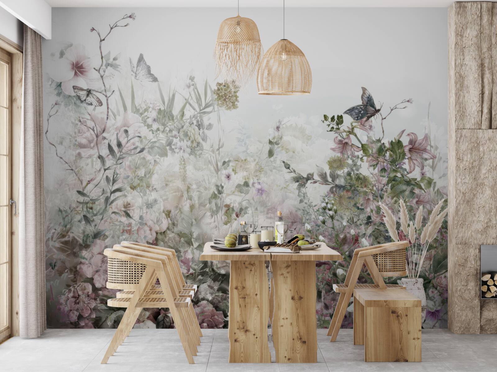 Fototapet plante pe care stau fluturii