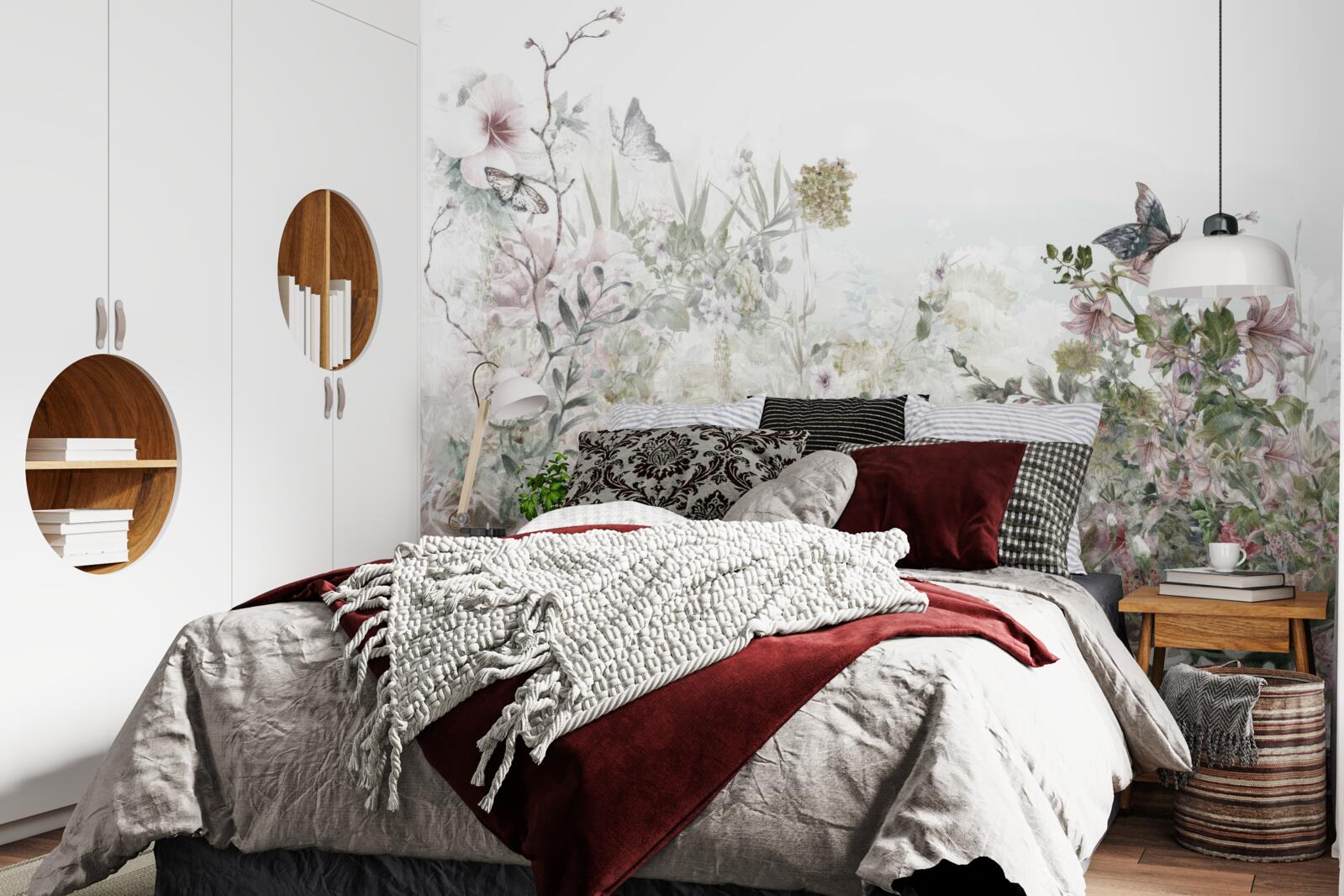 Fototapet plante pe care stau fluturii