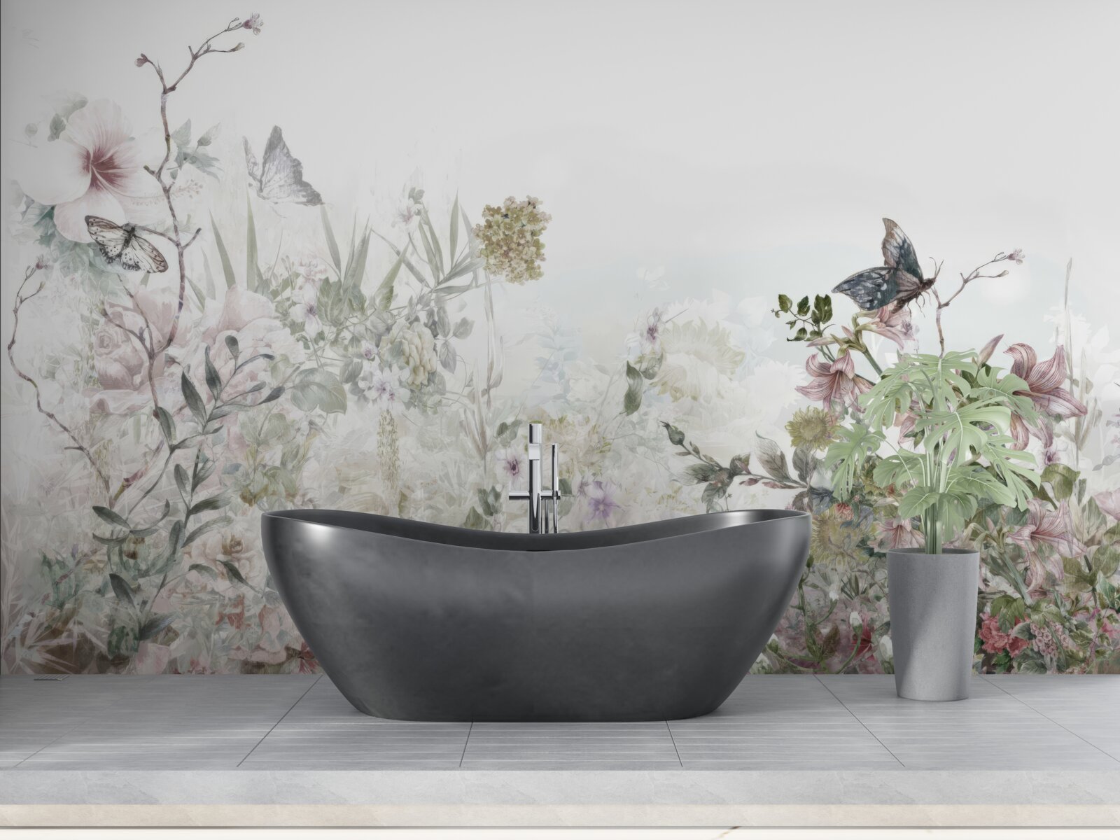 Fototapet plante pe care stau fluturii