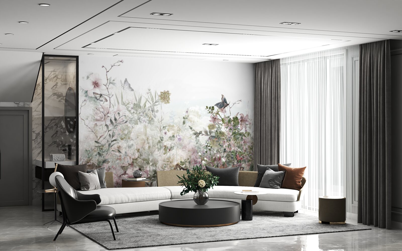 Fototapet plante pe care stau fluturii